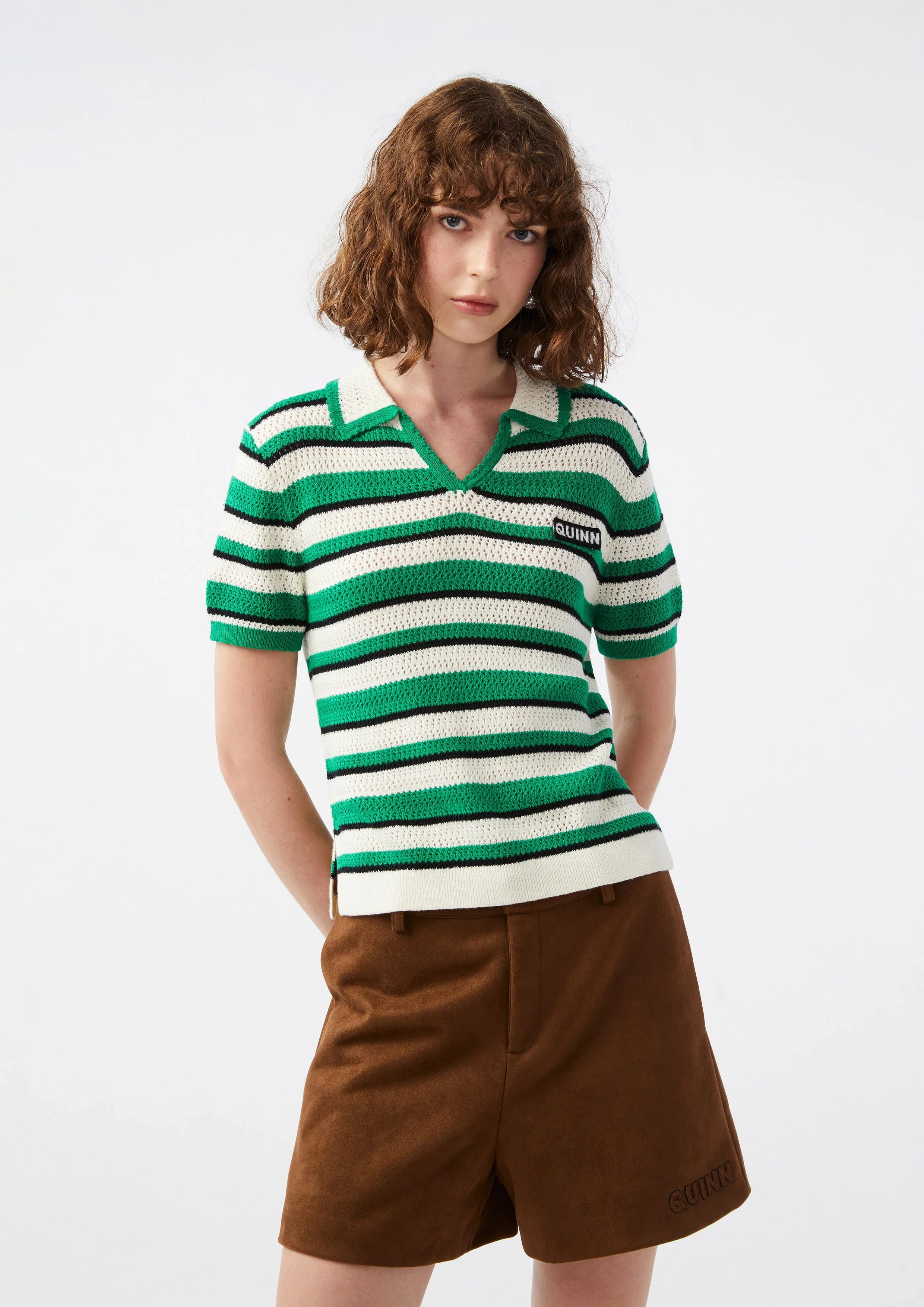 เสื้อโครเชต์แขนสั้นลายทาง