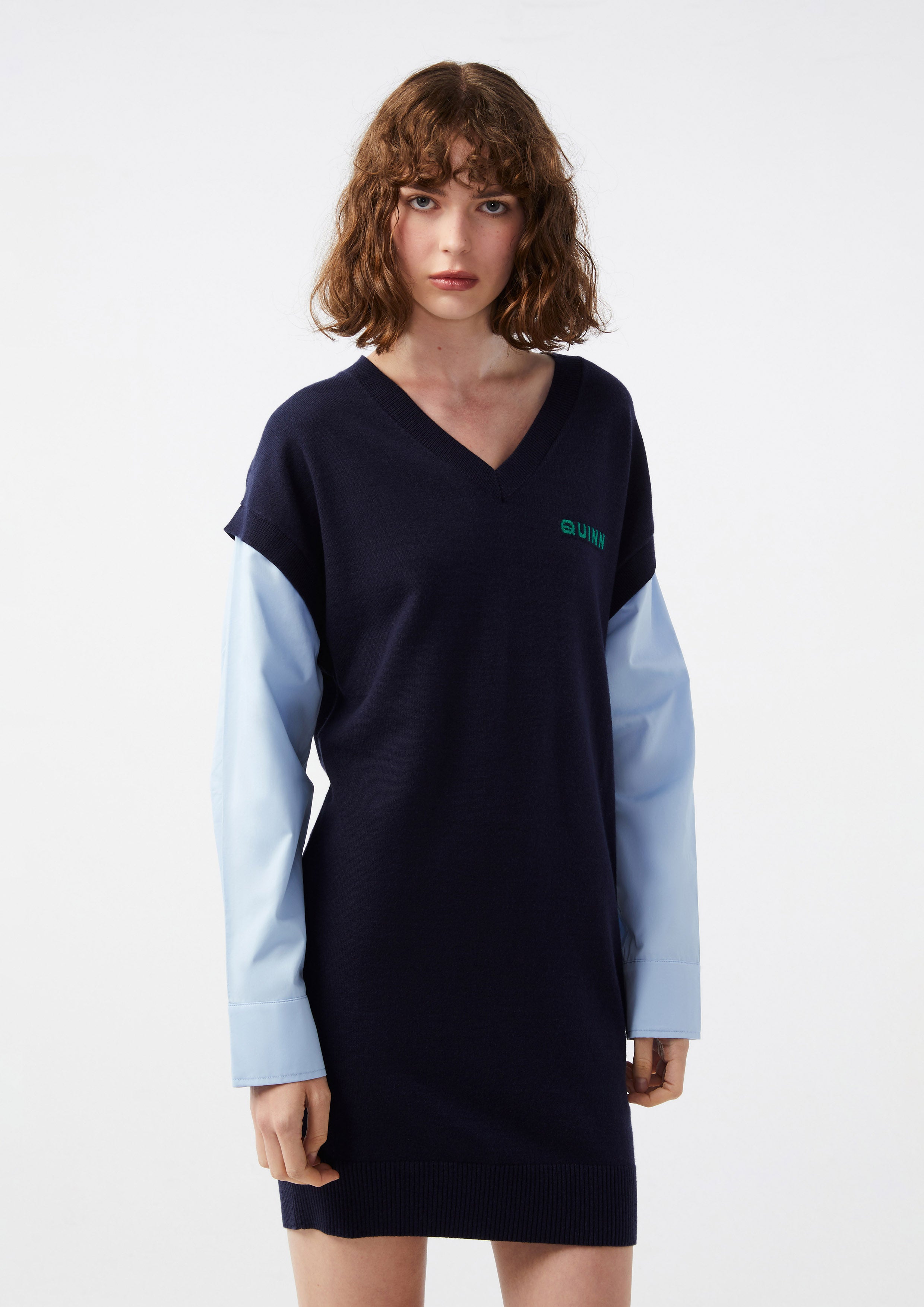 Logo Layered Long Sleeve Dress