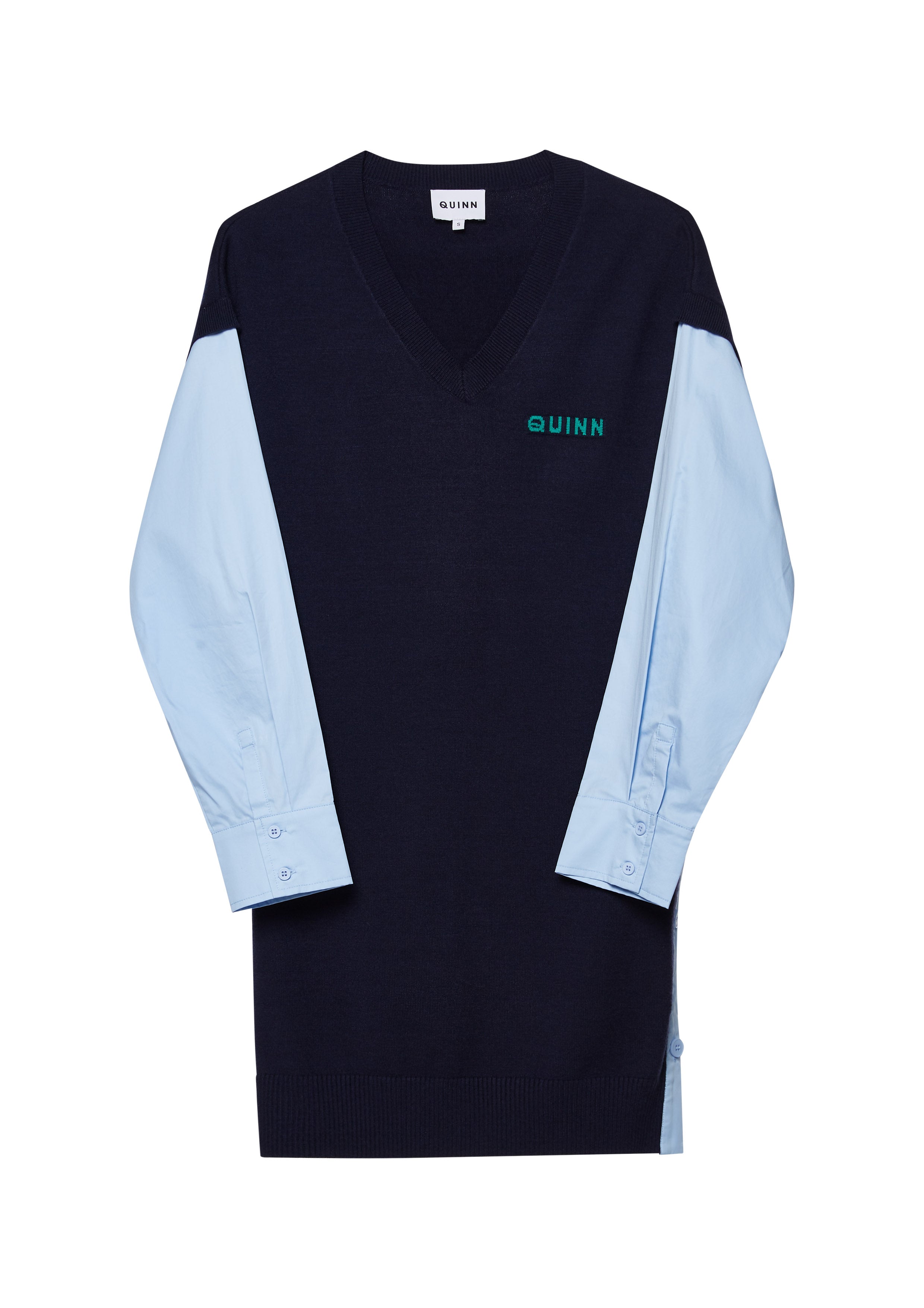 Logo Layered Long Sleeve Dress