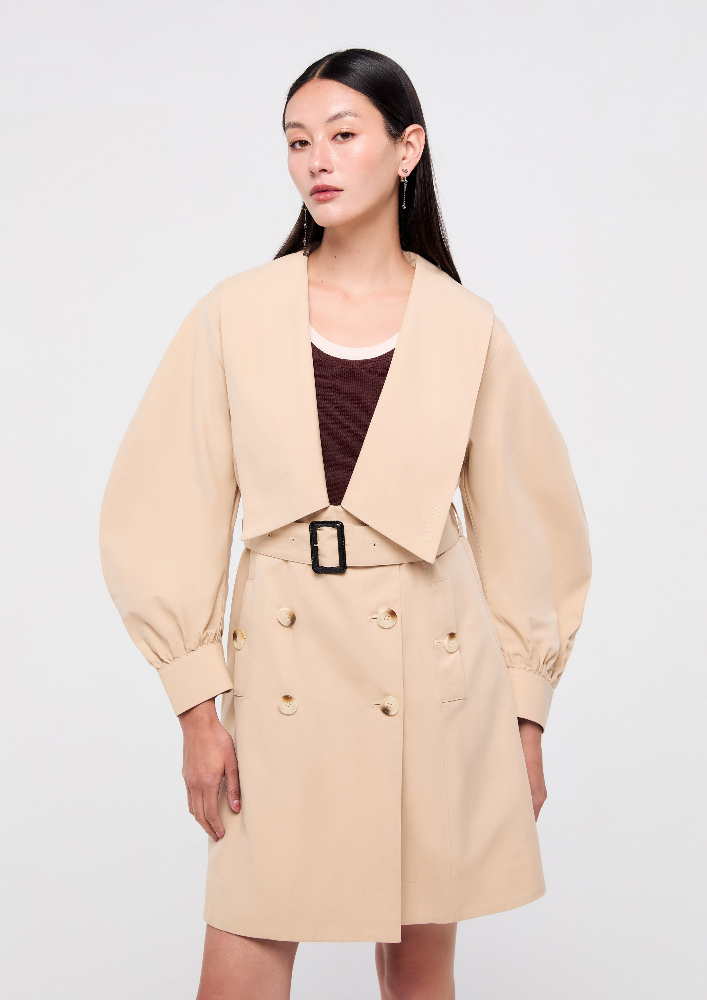 Oversized Collar Double Breast Coat