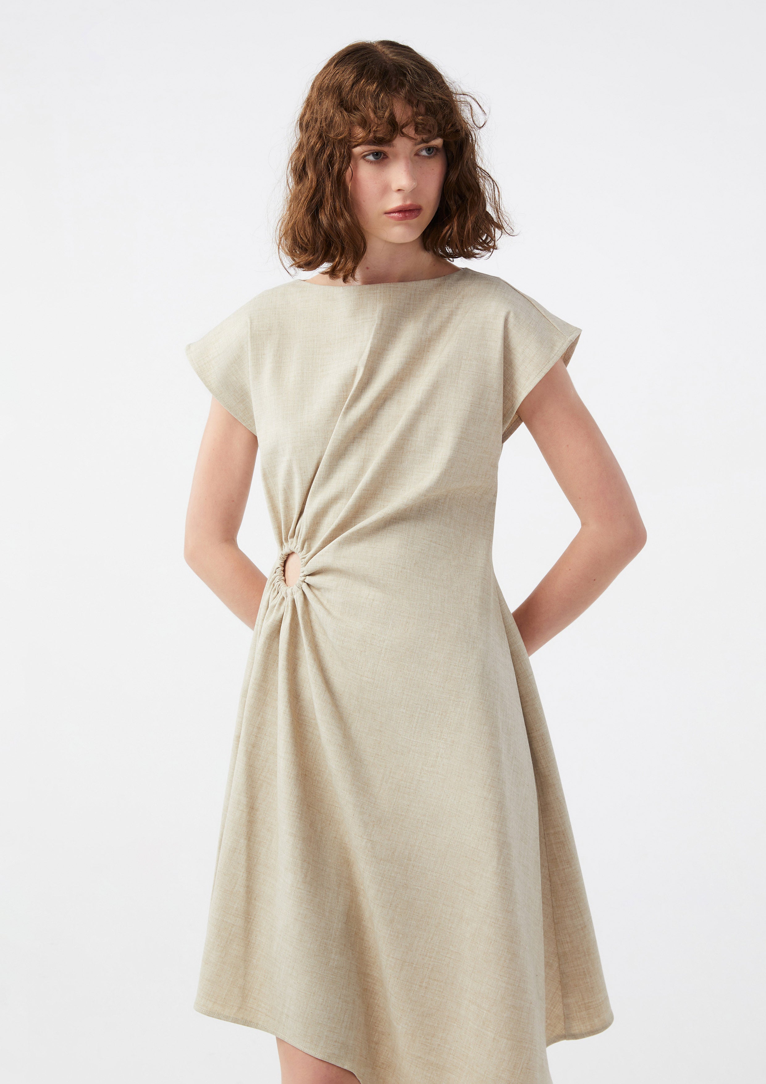 O Ring Short Sleeve Mini Dress