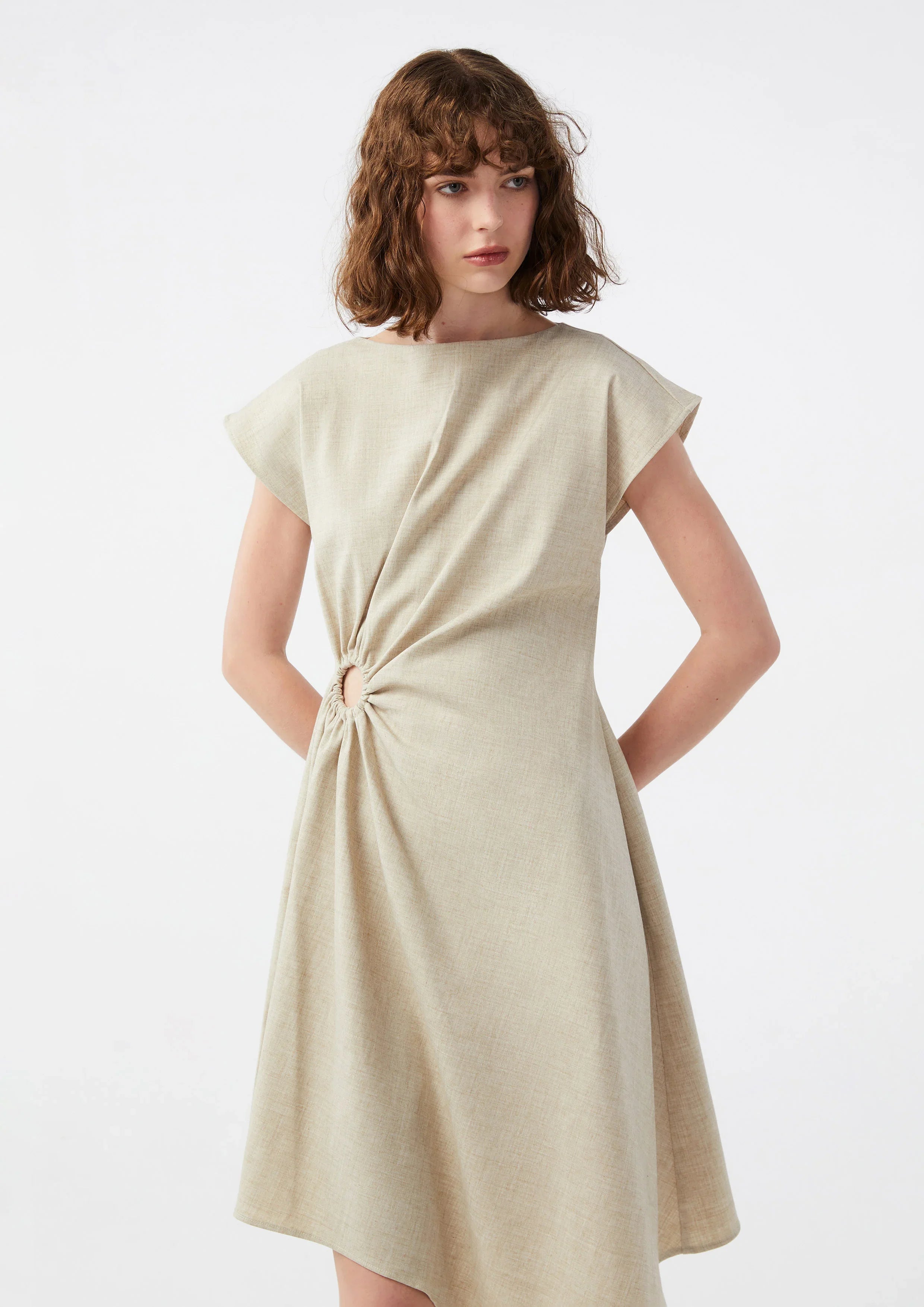 O Ring Short Sleeve Mini Dress