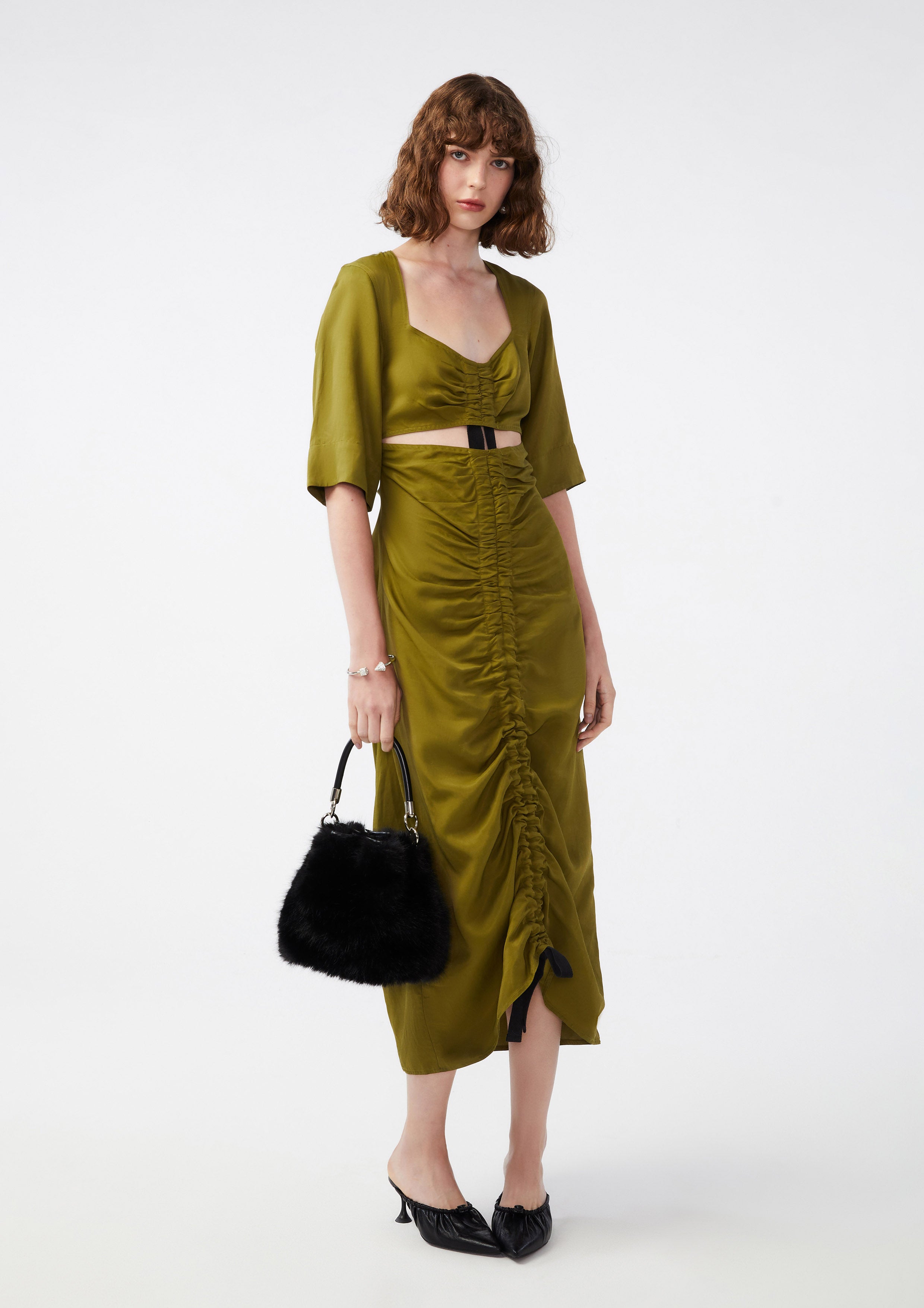 Cut-Out With Front Ruched Dress