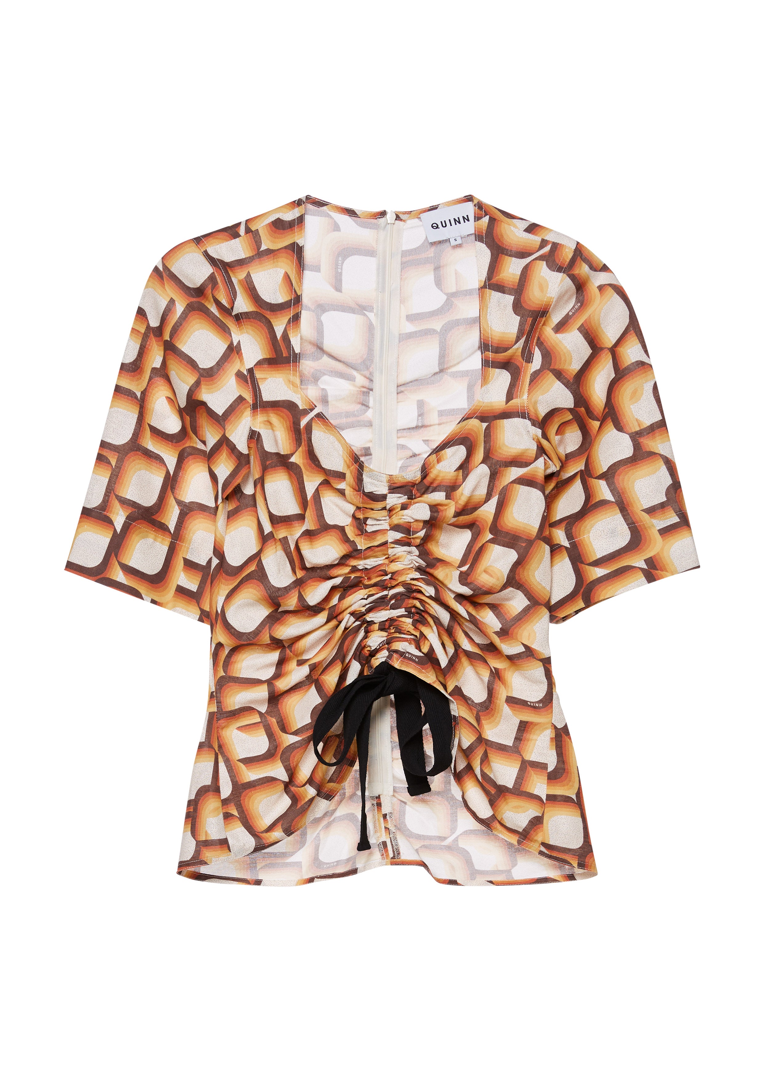 Print Front Ruched Blouse