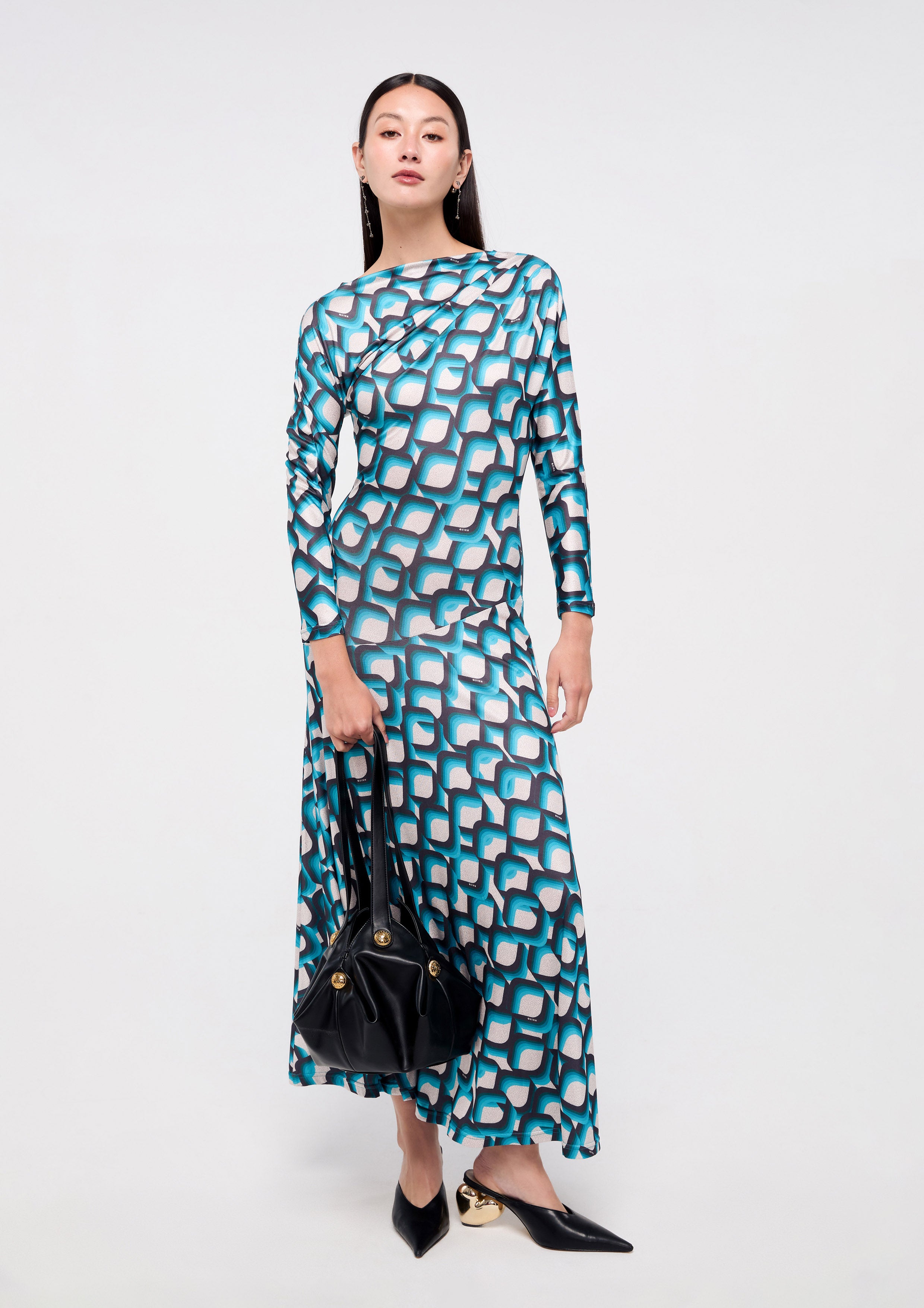 Print Long Sleeve Dress