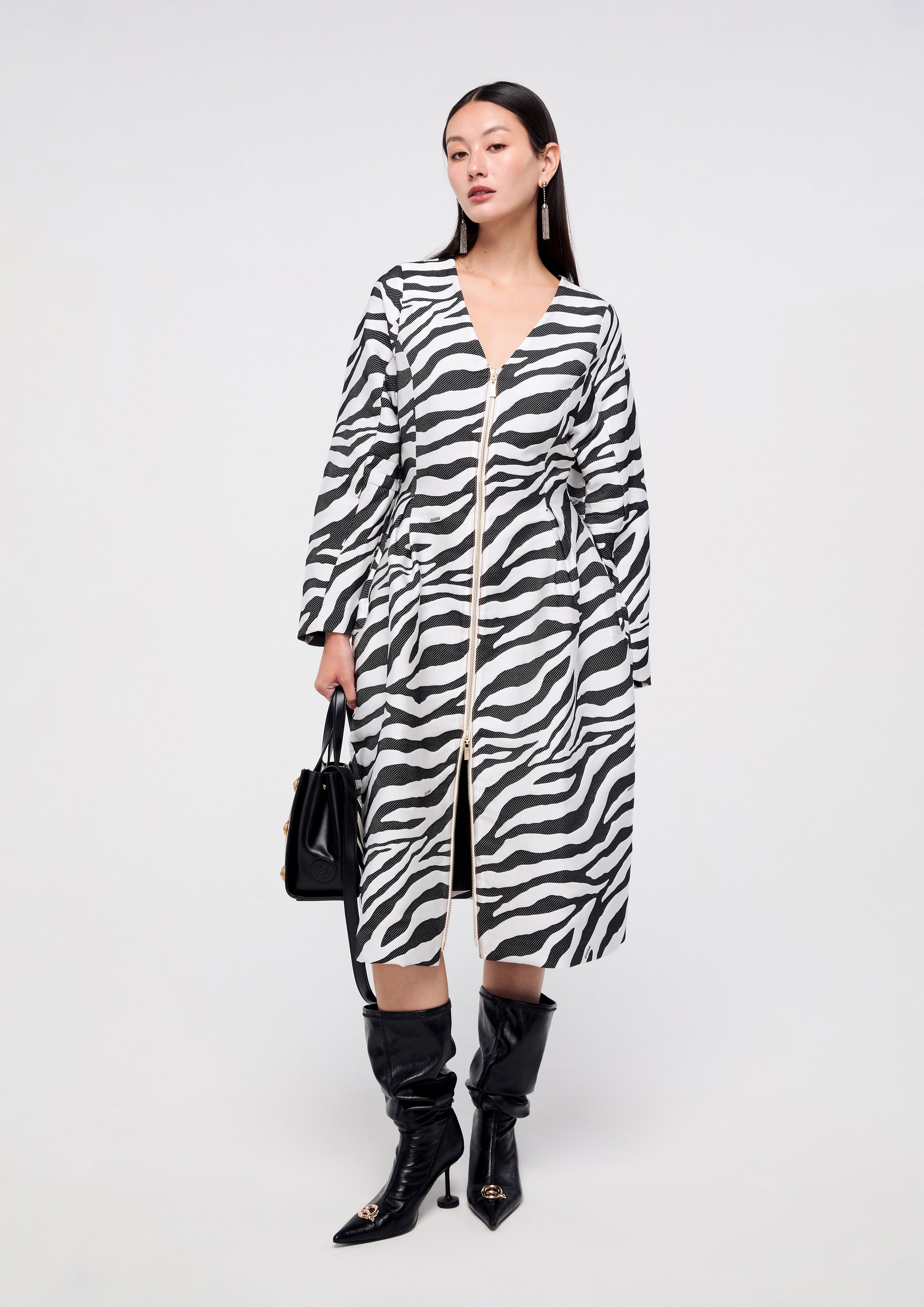 Zebra Print Zip Up Dress