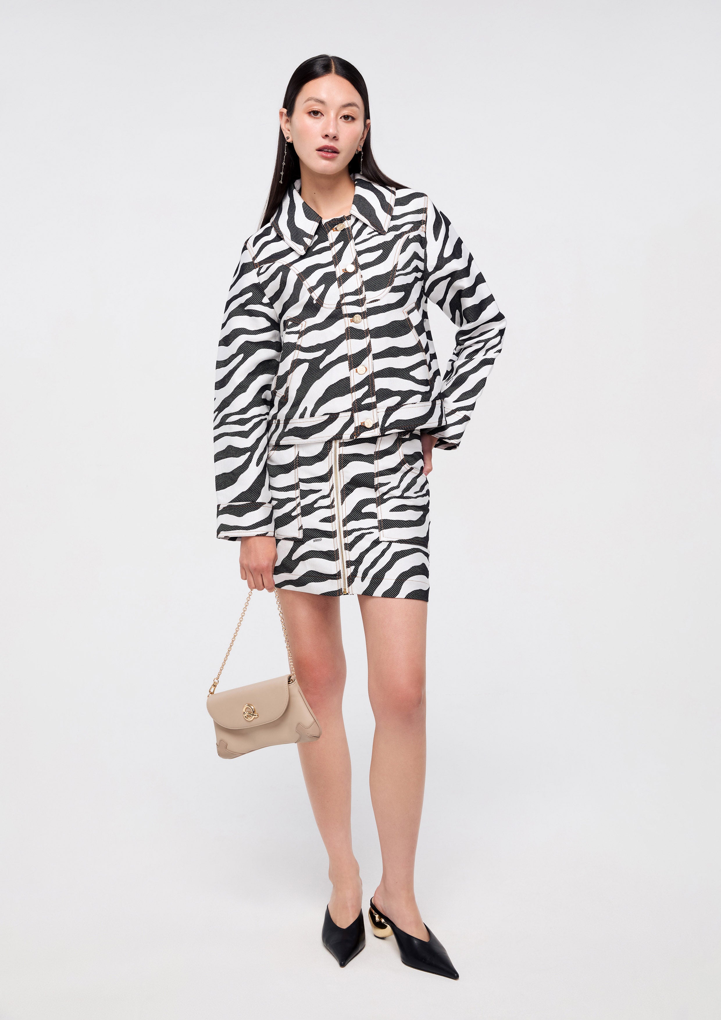 Zebra Print Long Sleeve Jacket