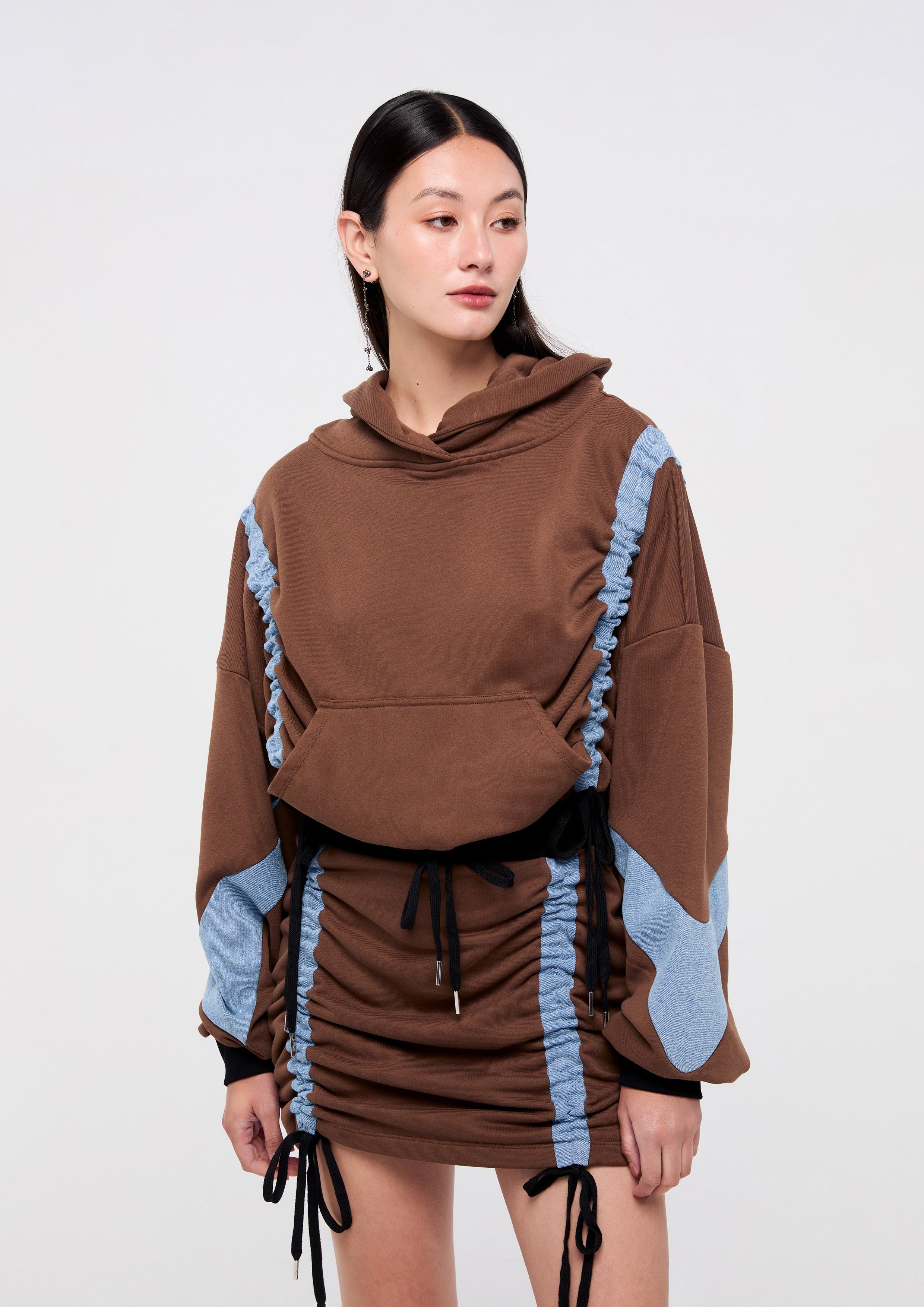 Hoodie Mini Dress With Front Drawstring