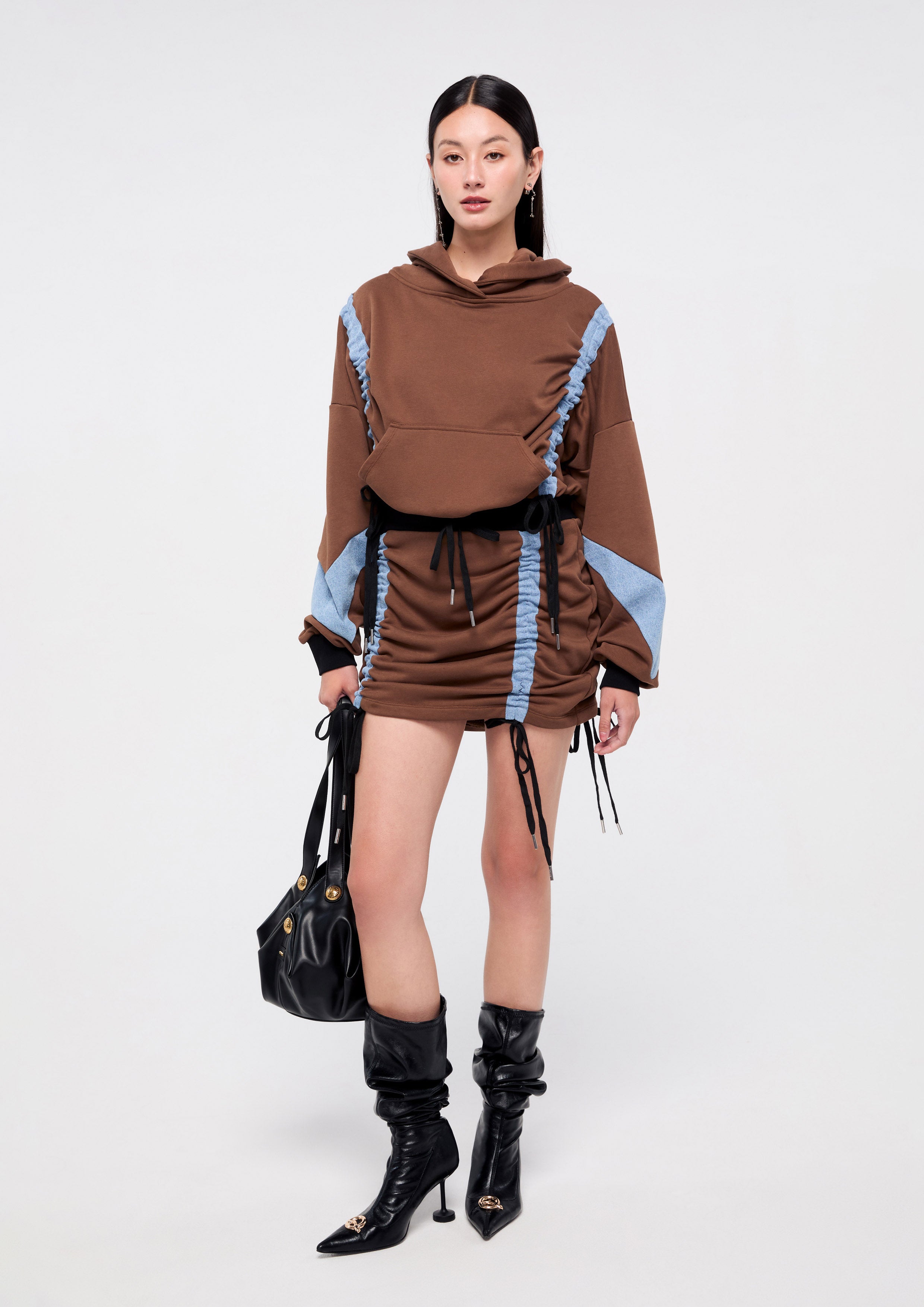 Hoodie Mini Dress With Front Drawstring