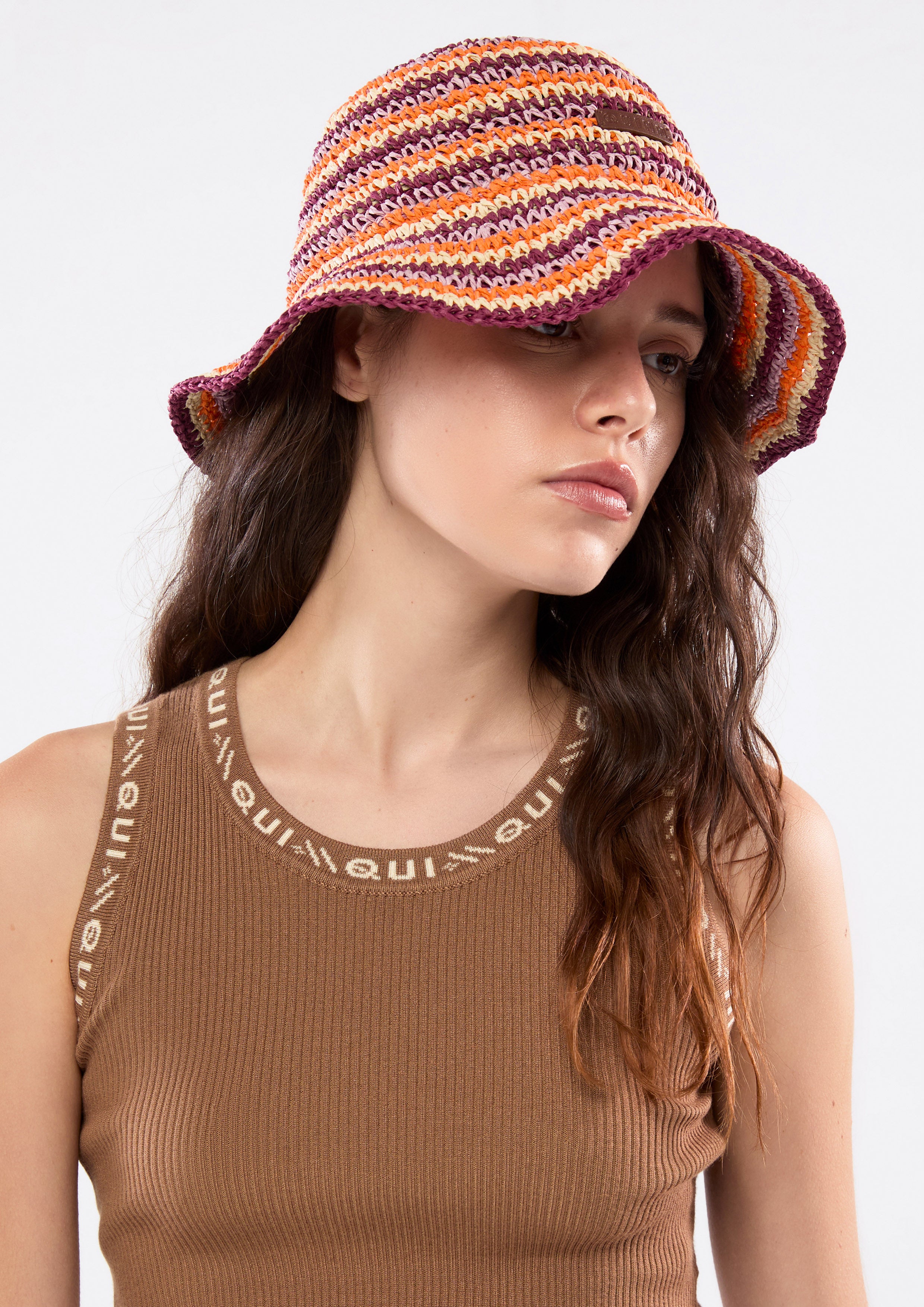 Beige Blue Custard Red Sun Hat