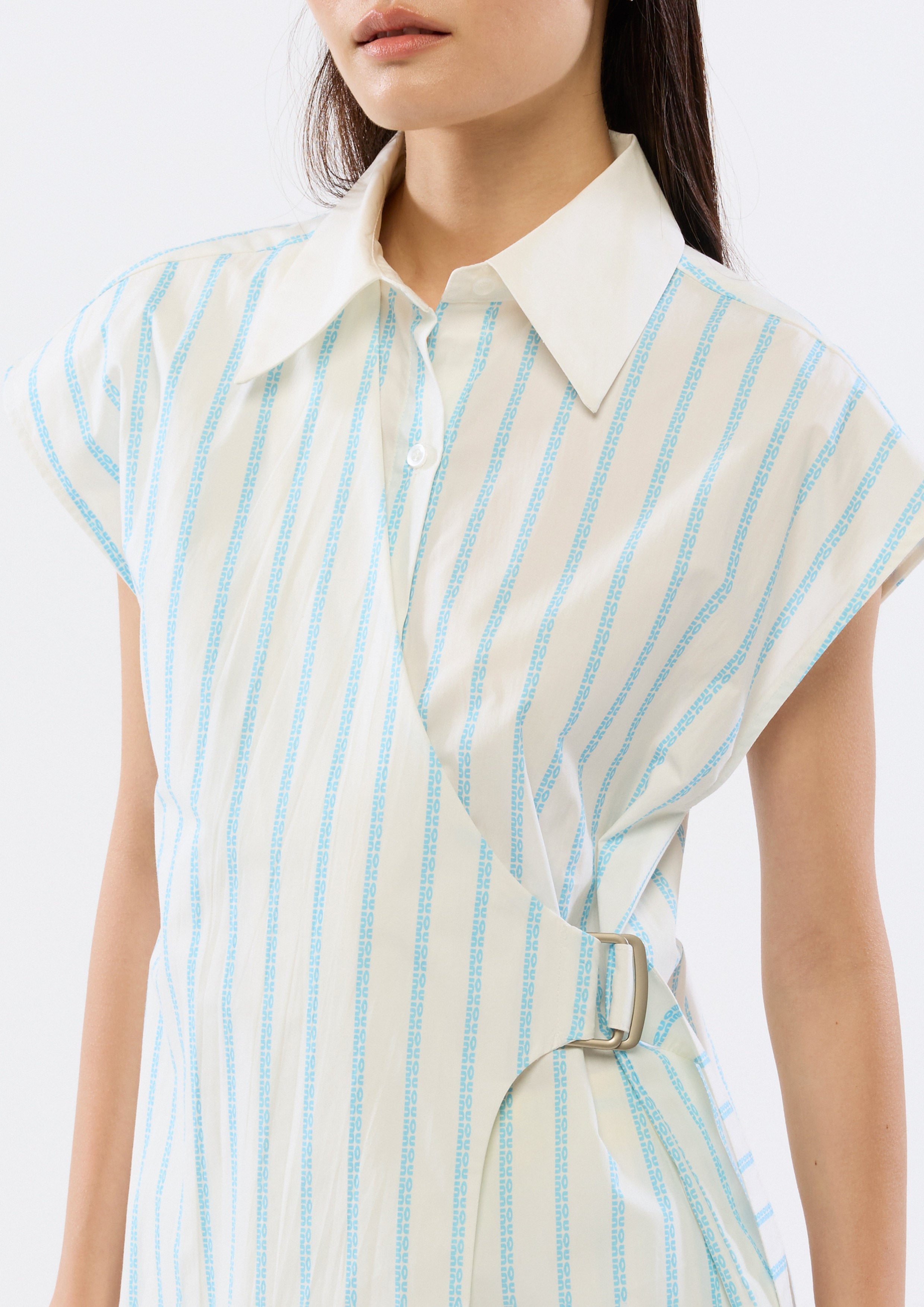Stripe Wrap Sleeveless Shirt