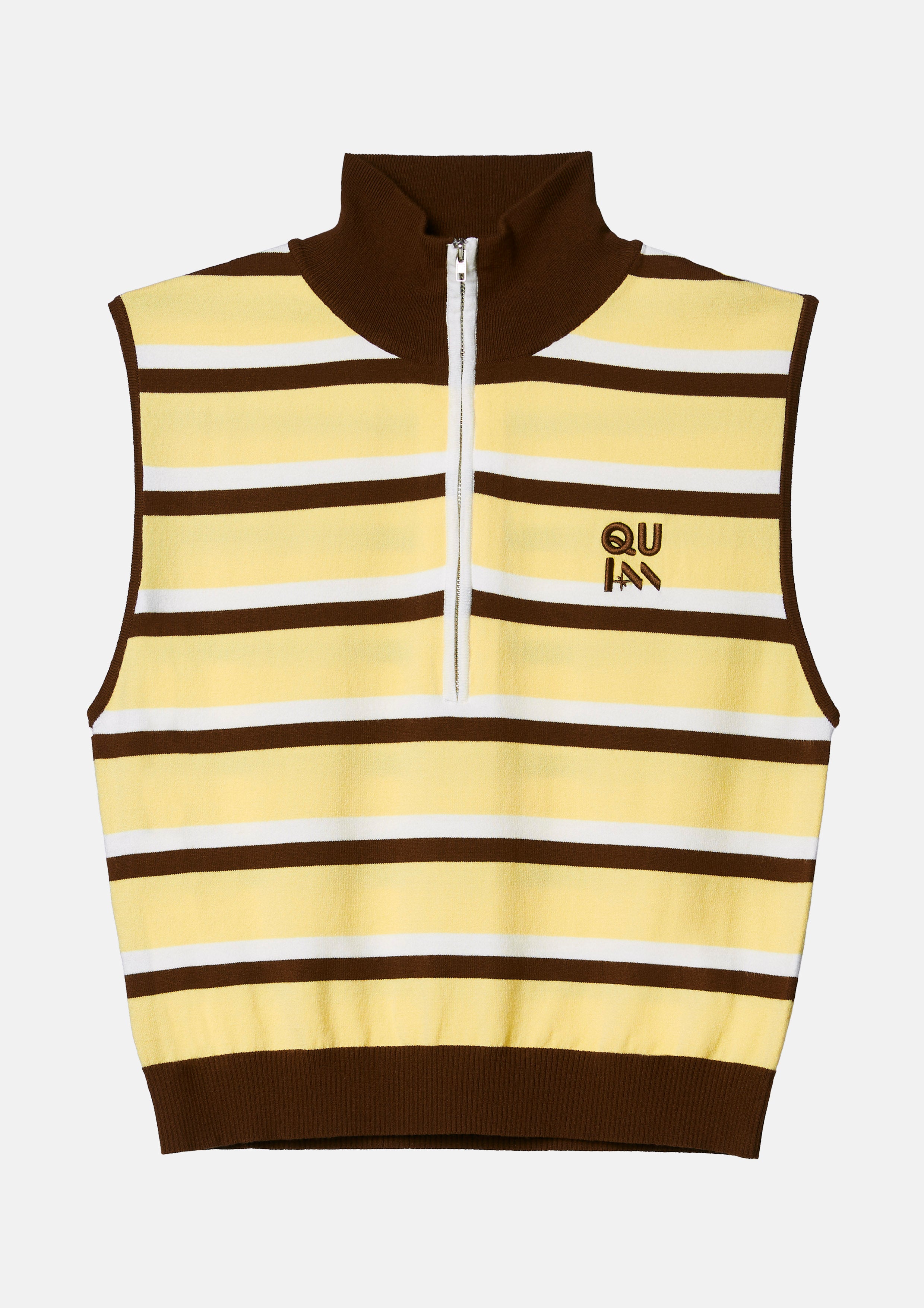 Stripe Half-Zip High Neck Top