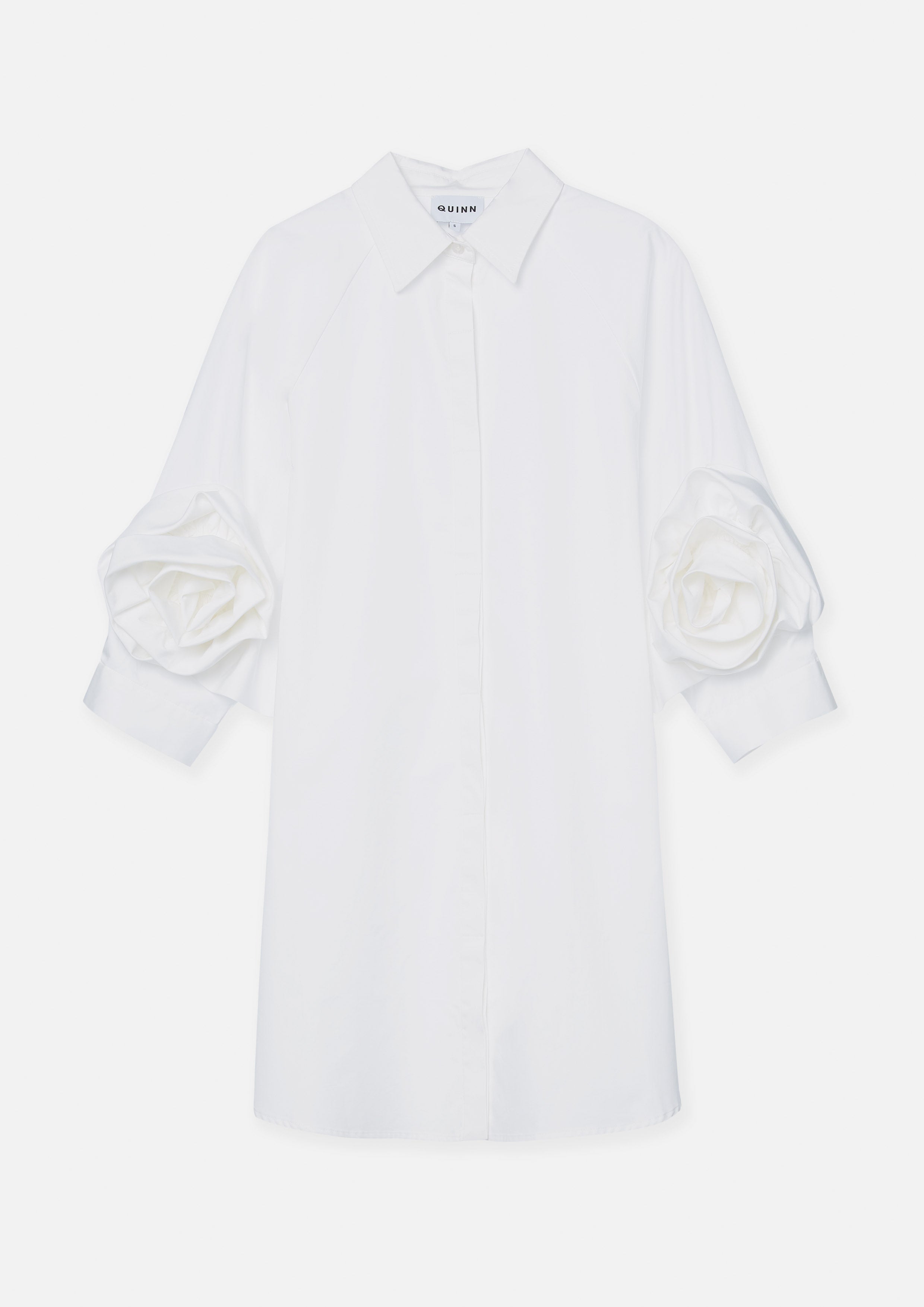 Satin Rose Embellished Sleeve Mini Dress