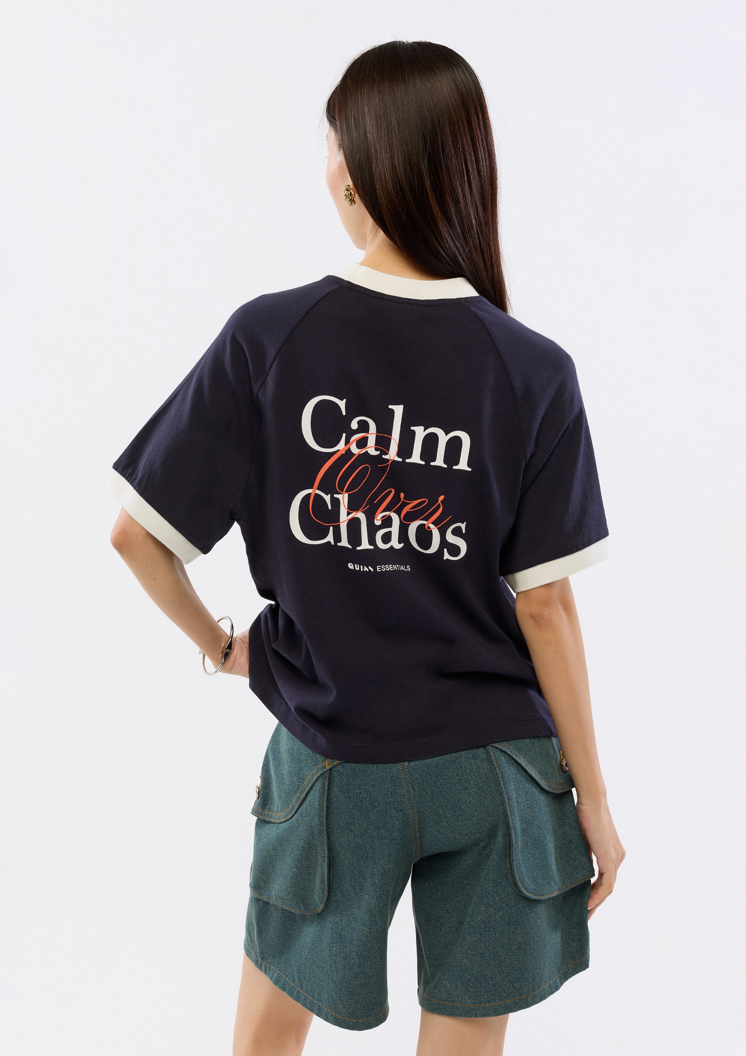 Lettering Contrast Short Sleeve T-Shirt