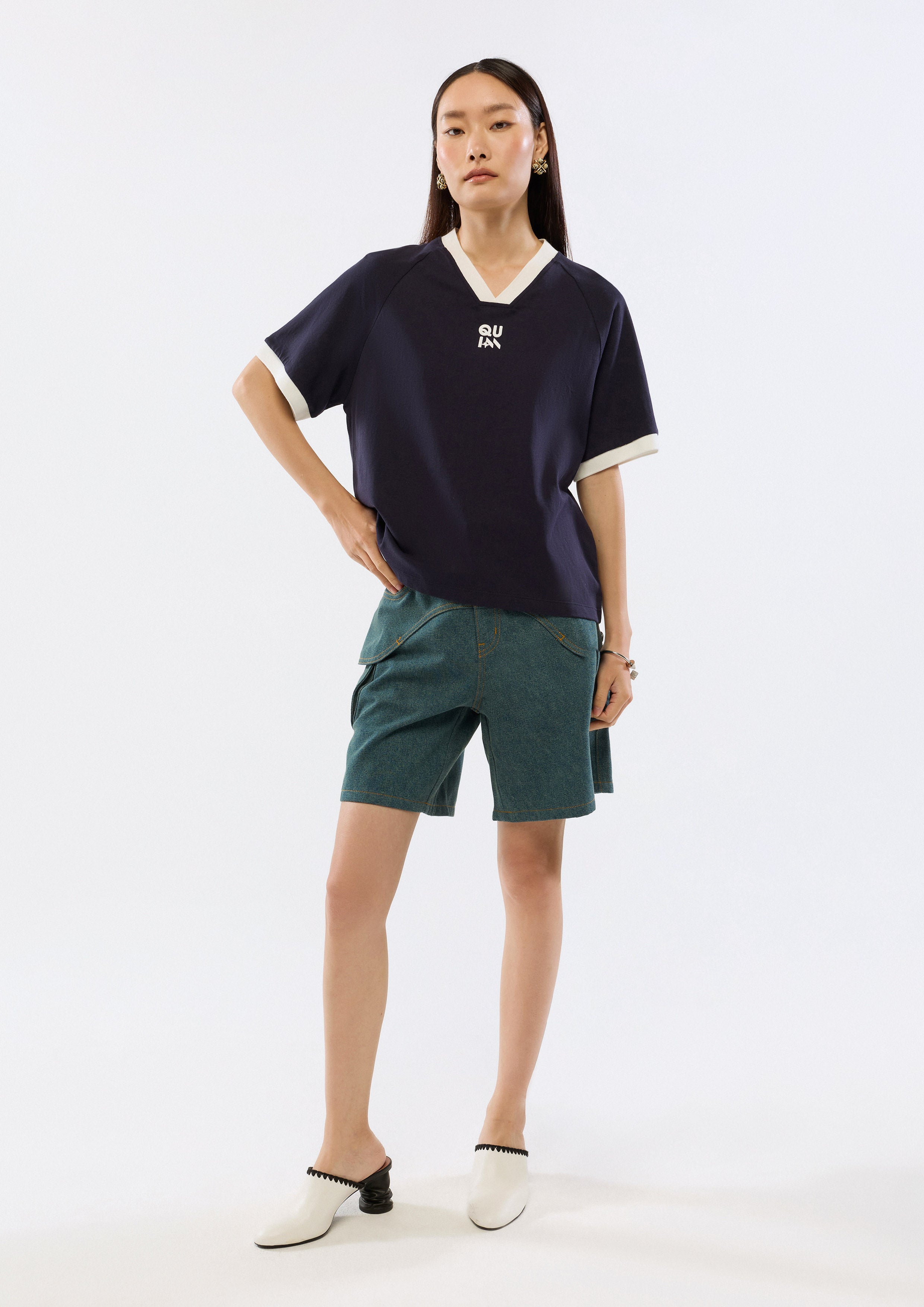 Lettering Contrast Short Sleeve T-Shirt