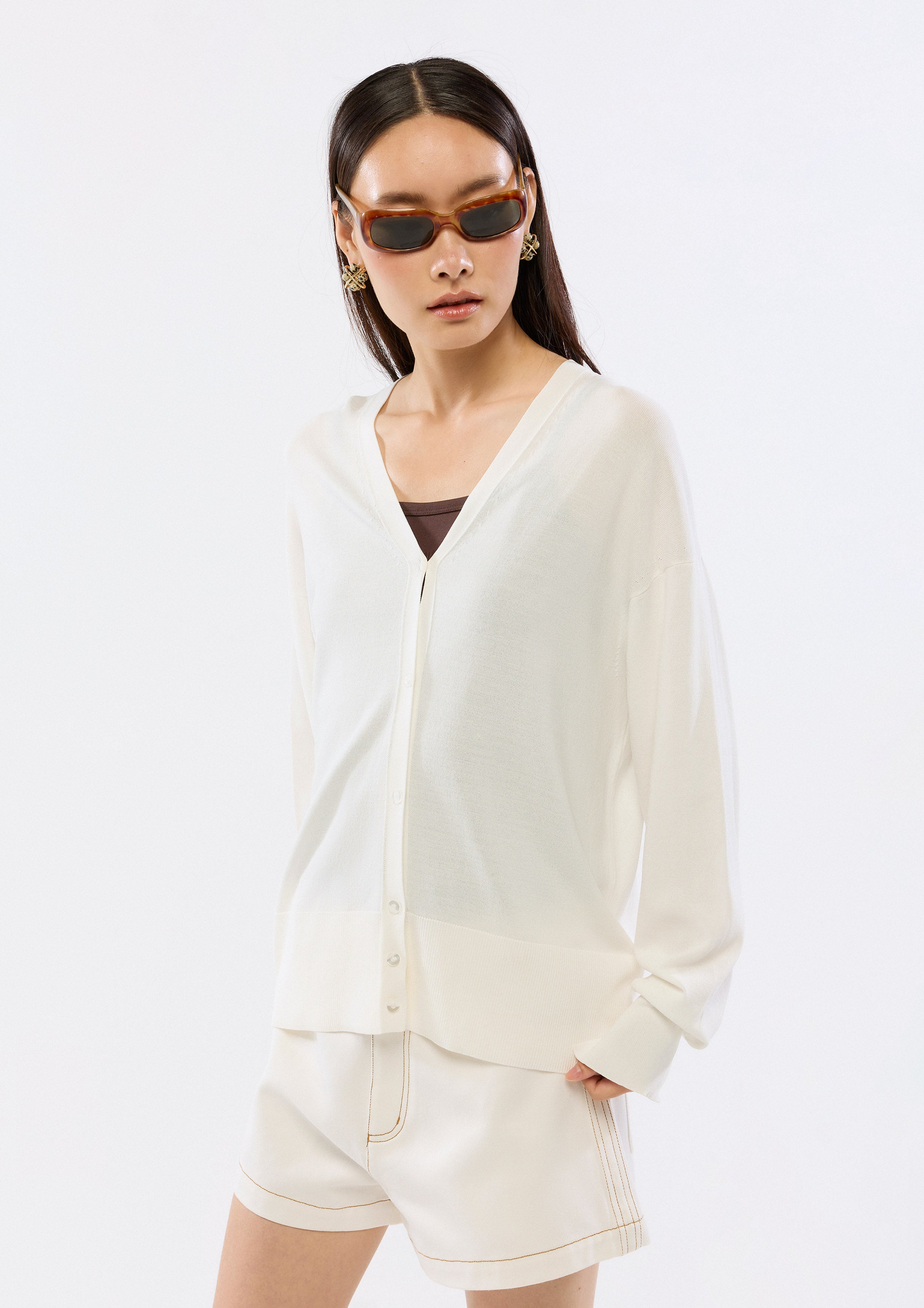 V Neck Long Sleeve Cardigan
