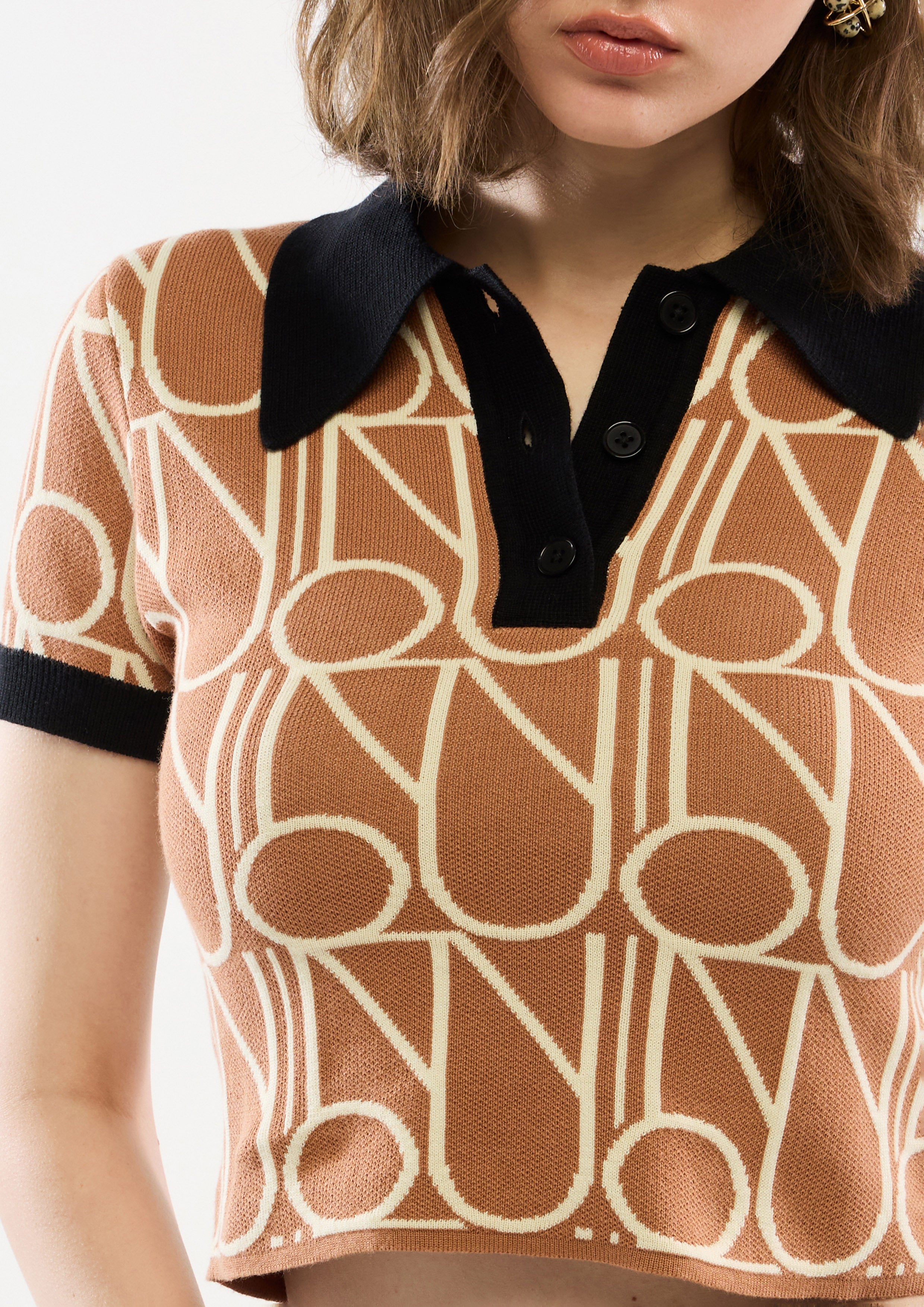 Monogram Knitted Short Sleeve Top