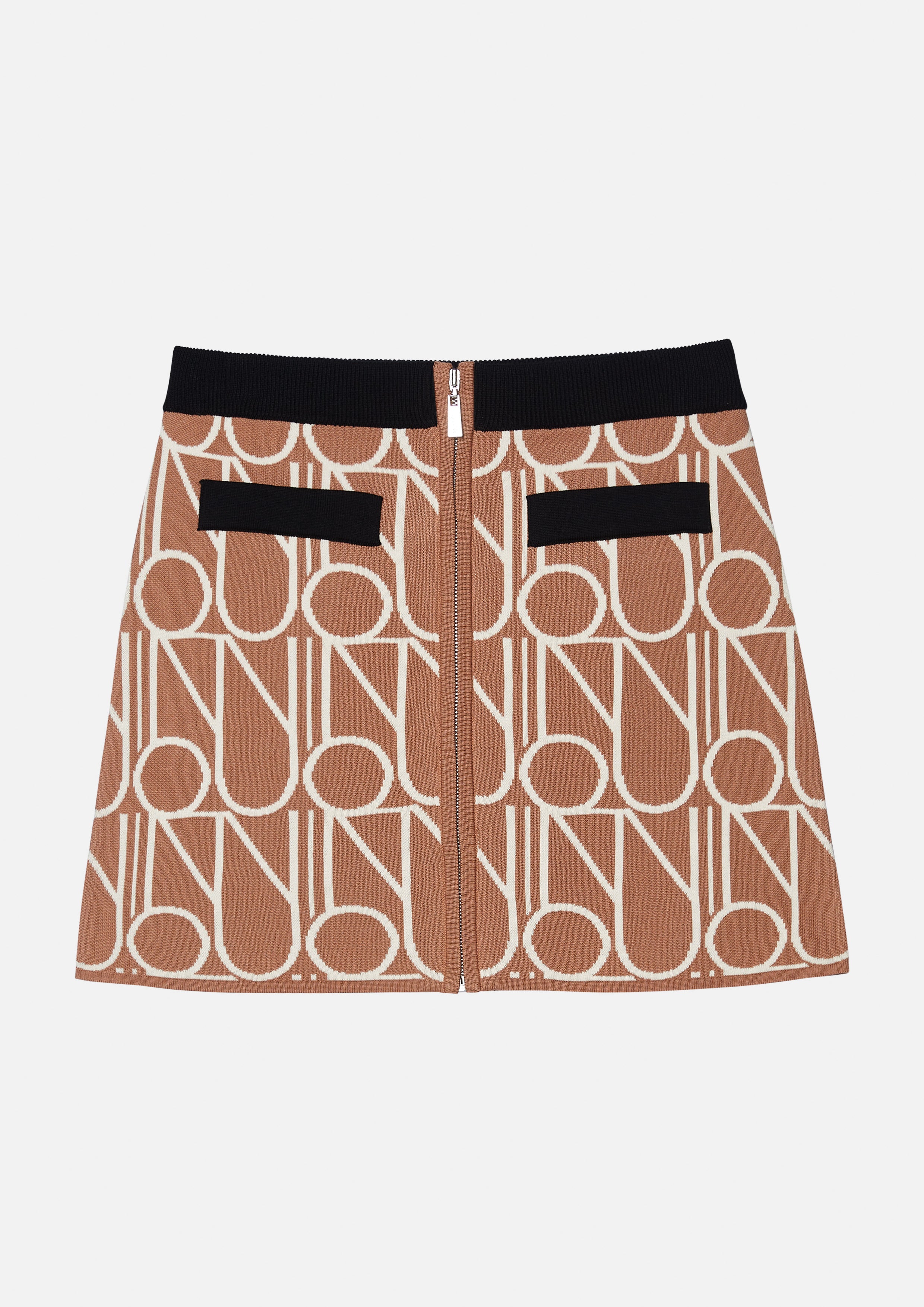 Monogram Front Zip Mini Skirt