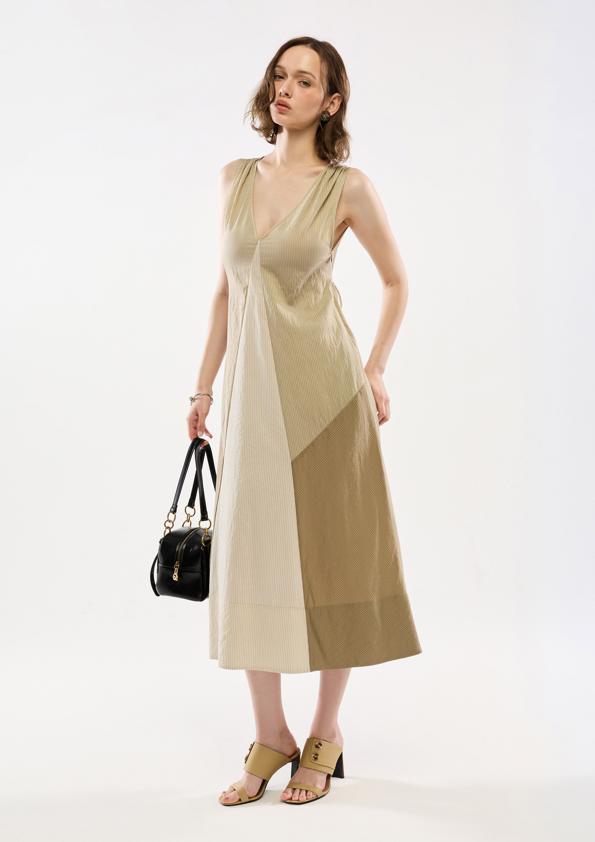 Panel Sleeveless Midi Dress