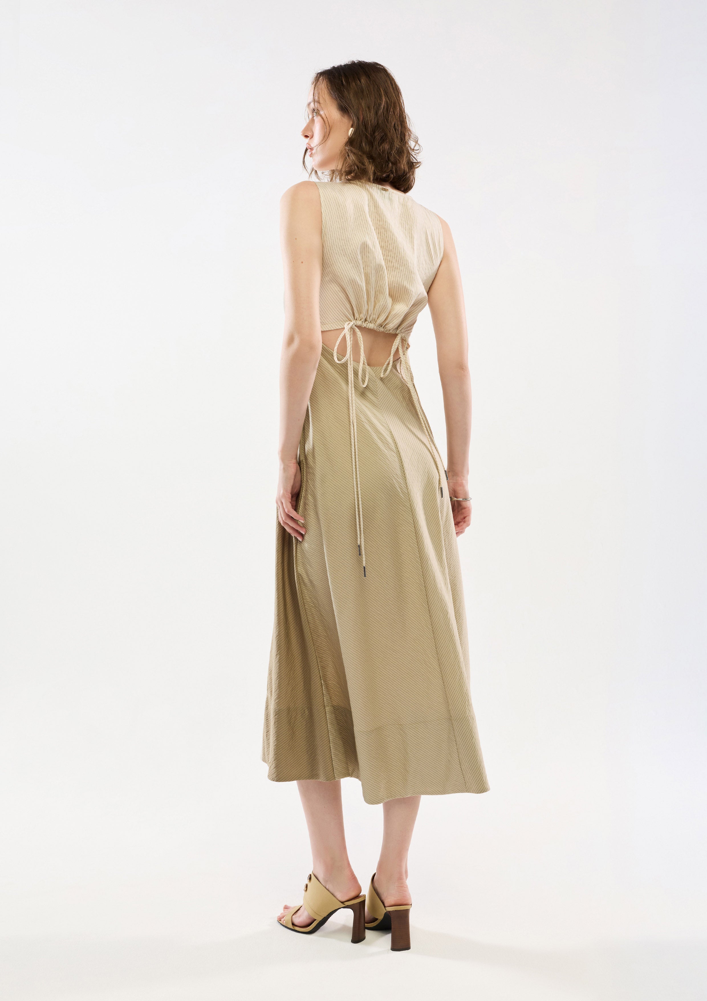 Panel Sleeveless Midi Dress