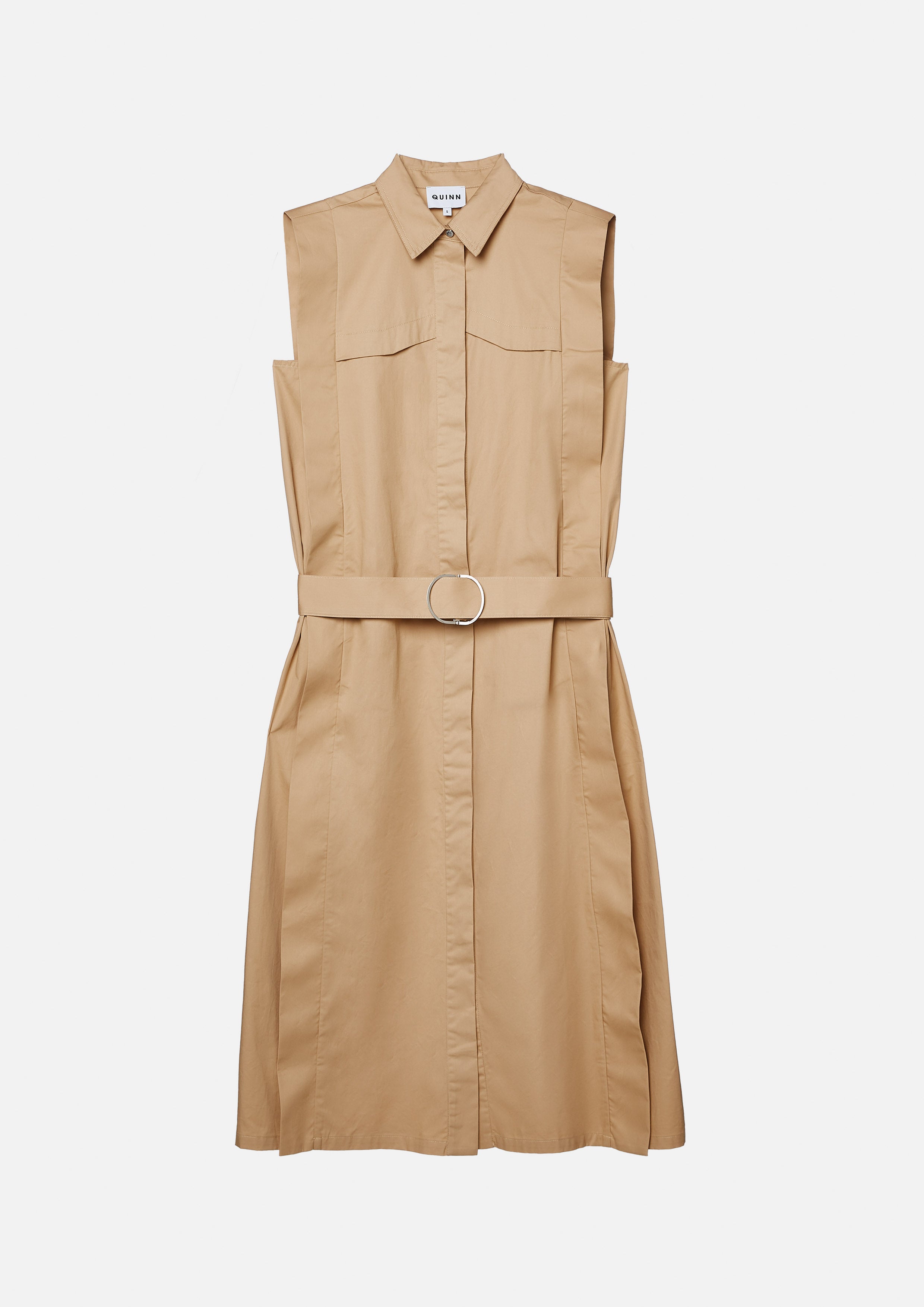 Sleeveless Midi Dress With Belt