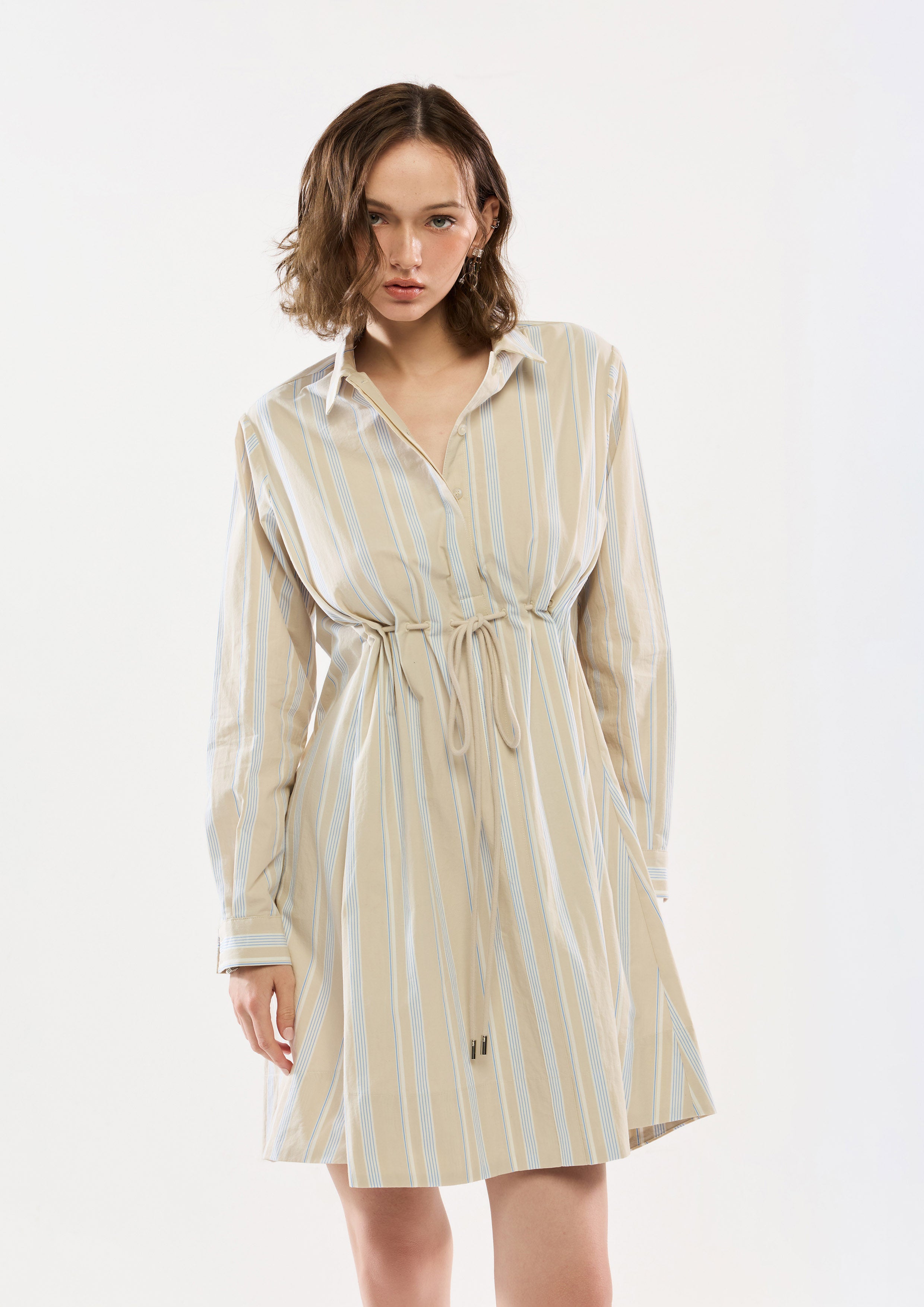 Stripe Mini Shirt Dress