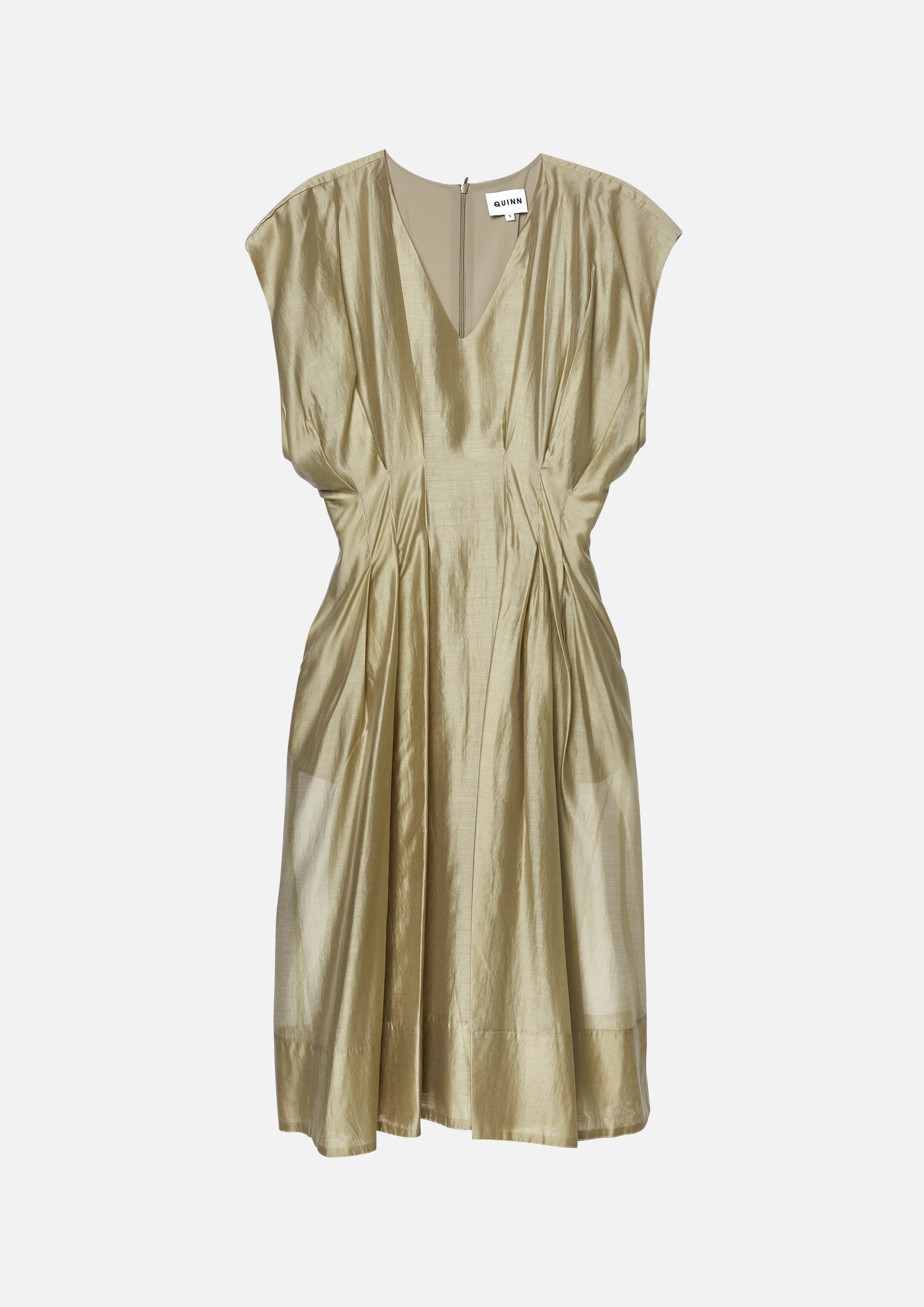 Satin Cinched Waist Midi Dress