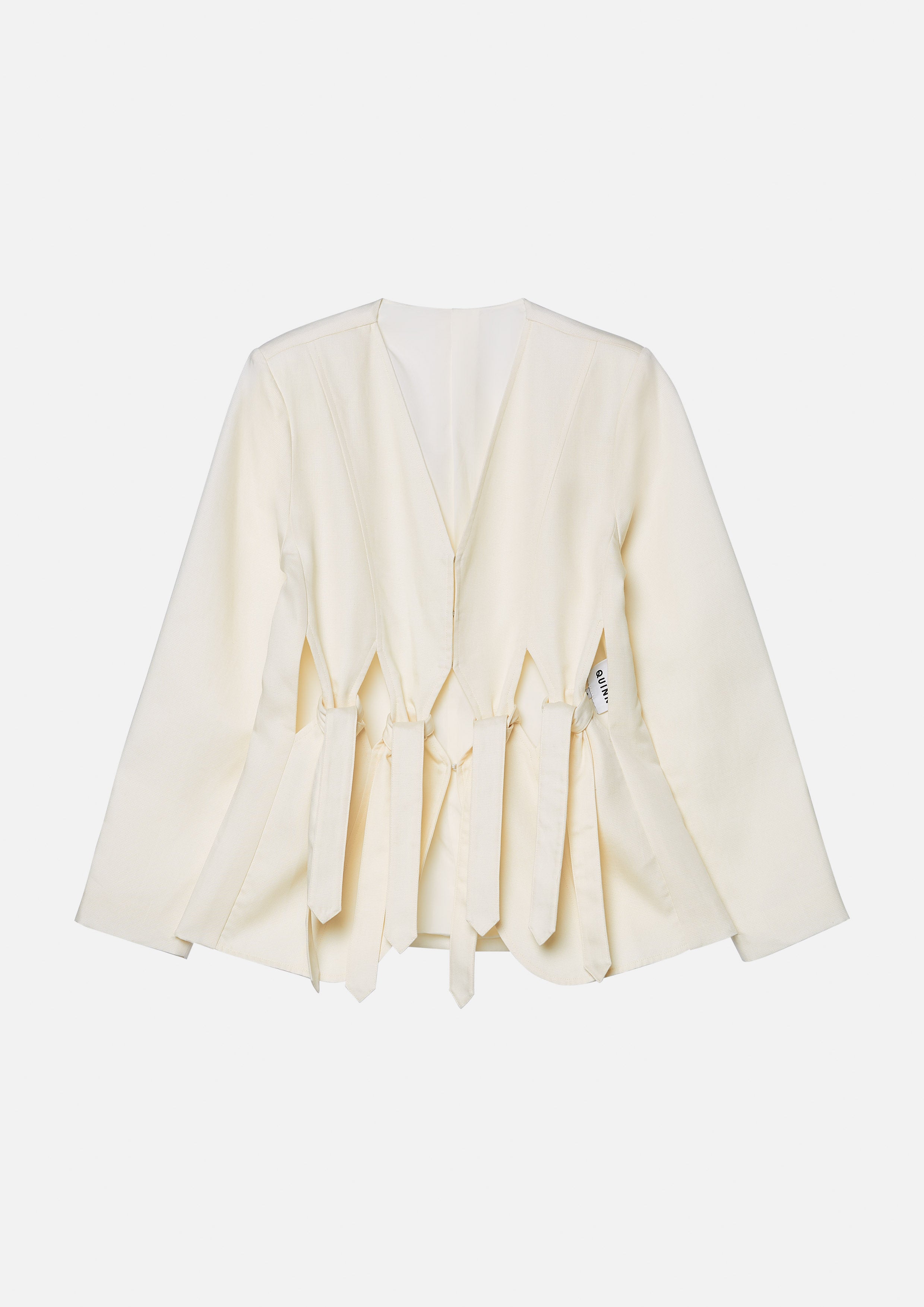 Cut-Out With Knotted Long Sleeve Jacket