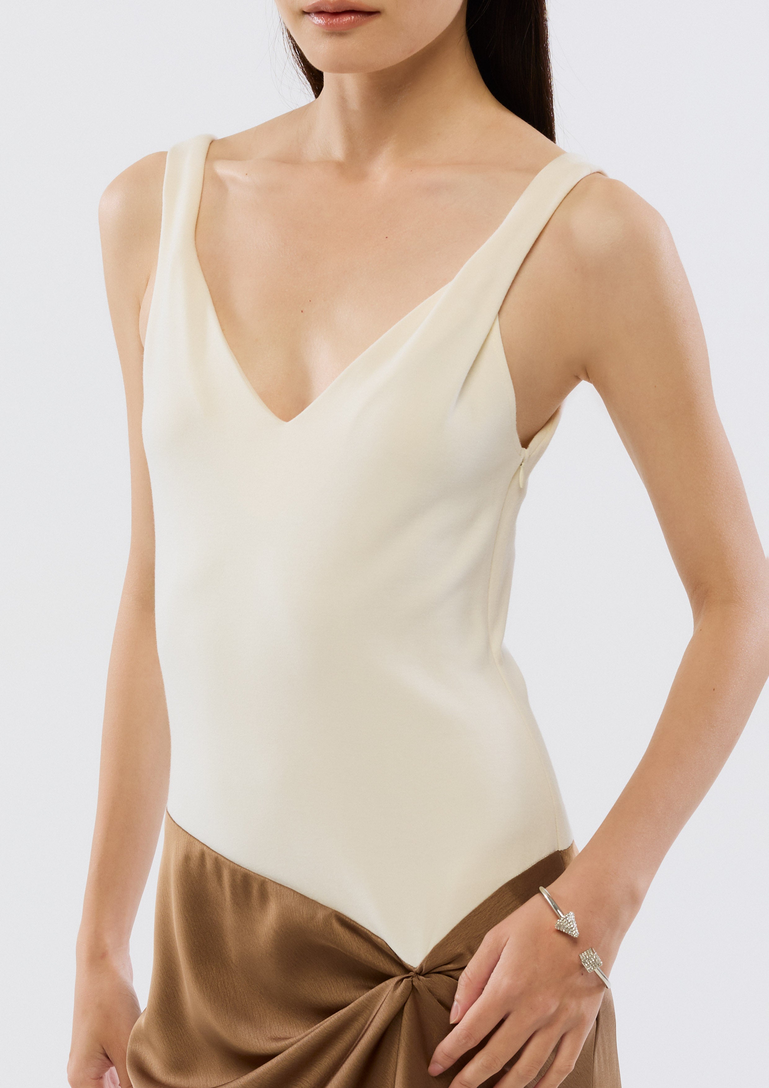 Satin Drape Skirt Midi Dress