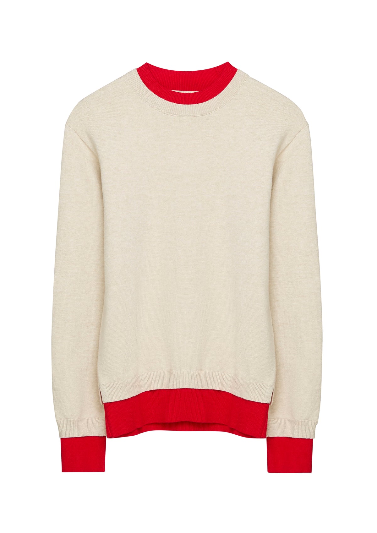 Contrast Hem Long Sleeve Pullover
