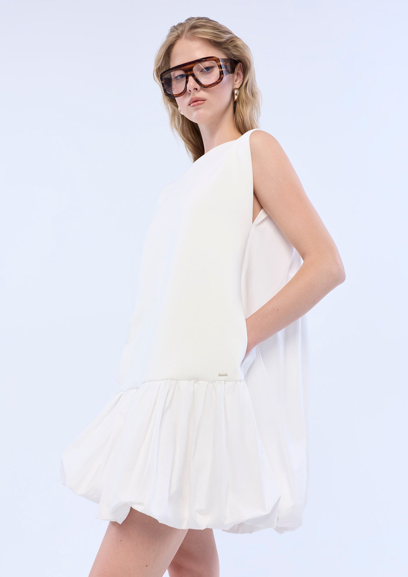 Sleeveless Puff Skirt Mini Dress