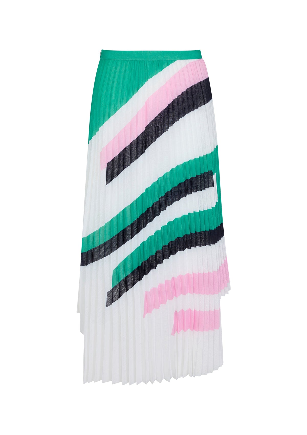 Graphic Print Asymmetric Pleated Skirt
