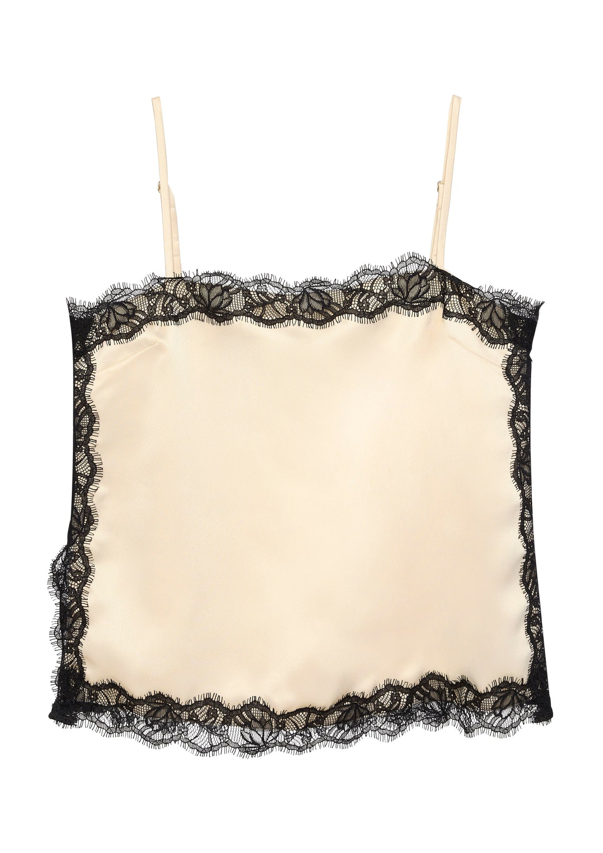 เสื้อสายเดี่ยวซาตินแต่งพาแนลผ้าลูกไม้