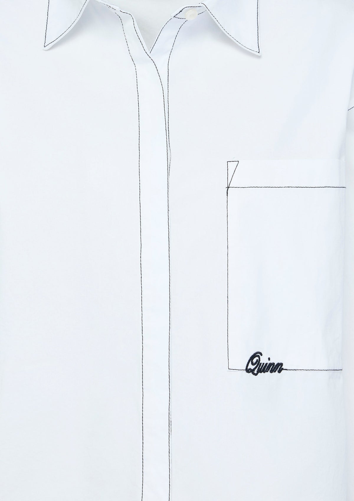 เสื้อเชิ้ตแขนยาวทรงหลวมฝีตะเข็บคอนทราสต์