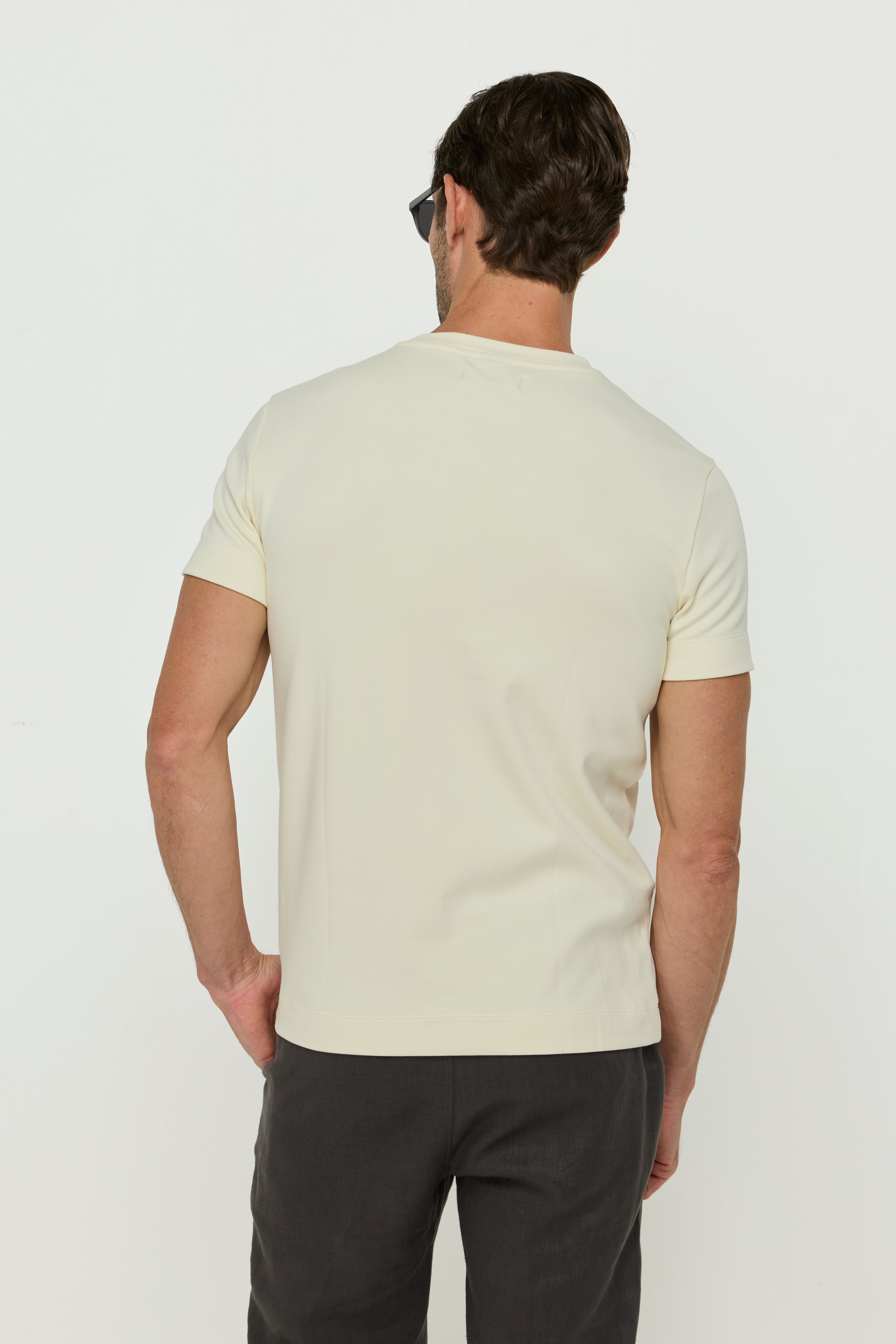 Cotton Round Neck T-Shirt Cream