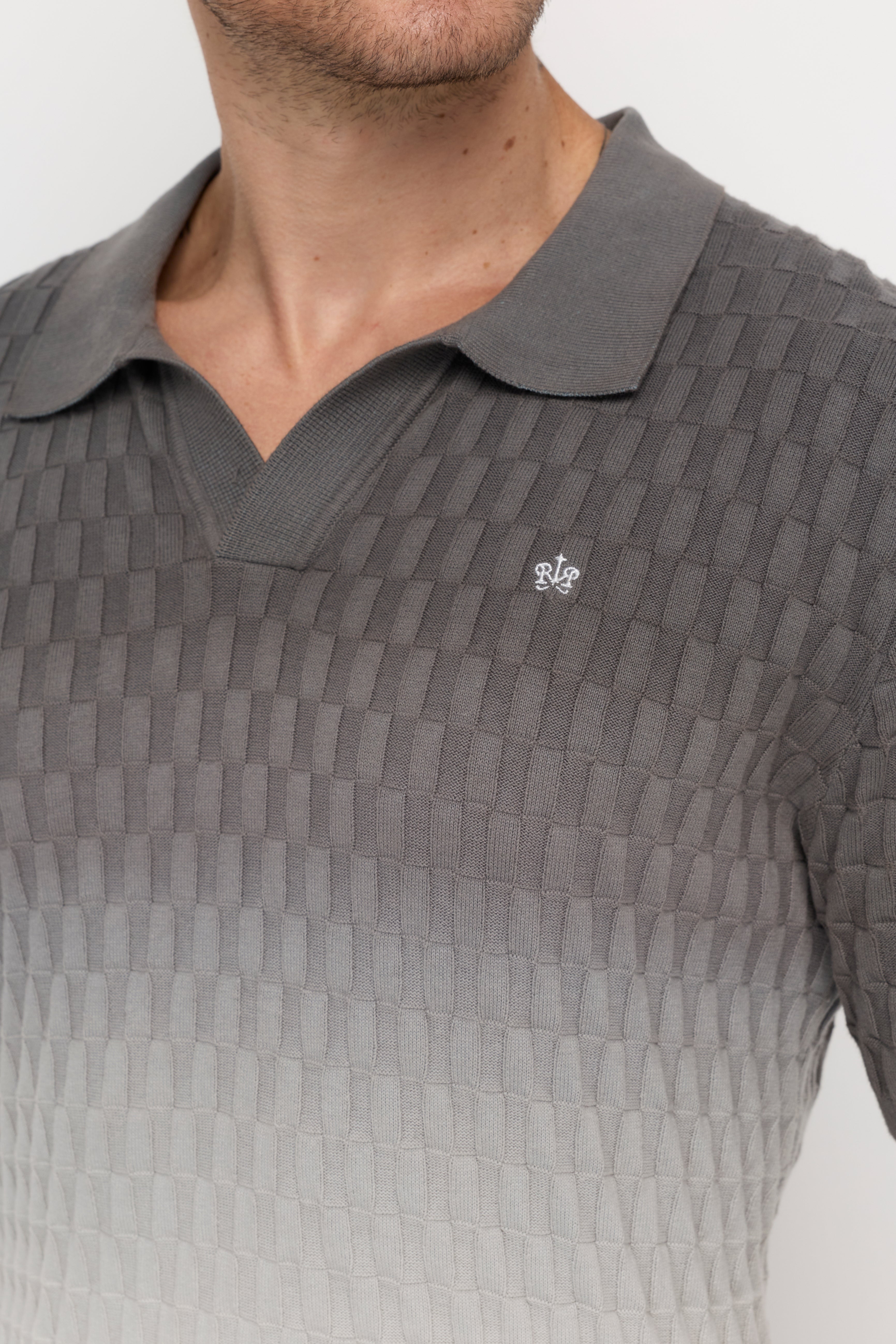 Short Sleeve Knitwear Dip Dyed Polo Black