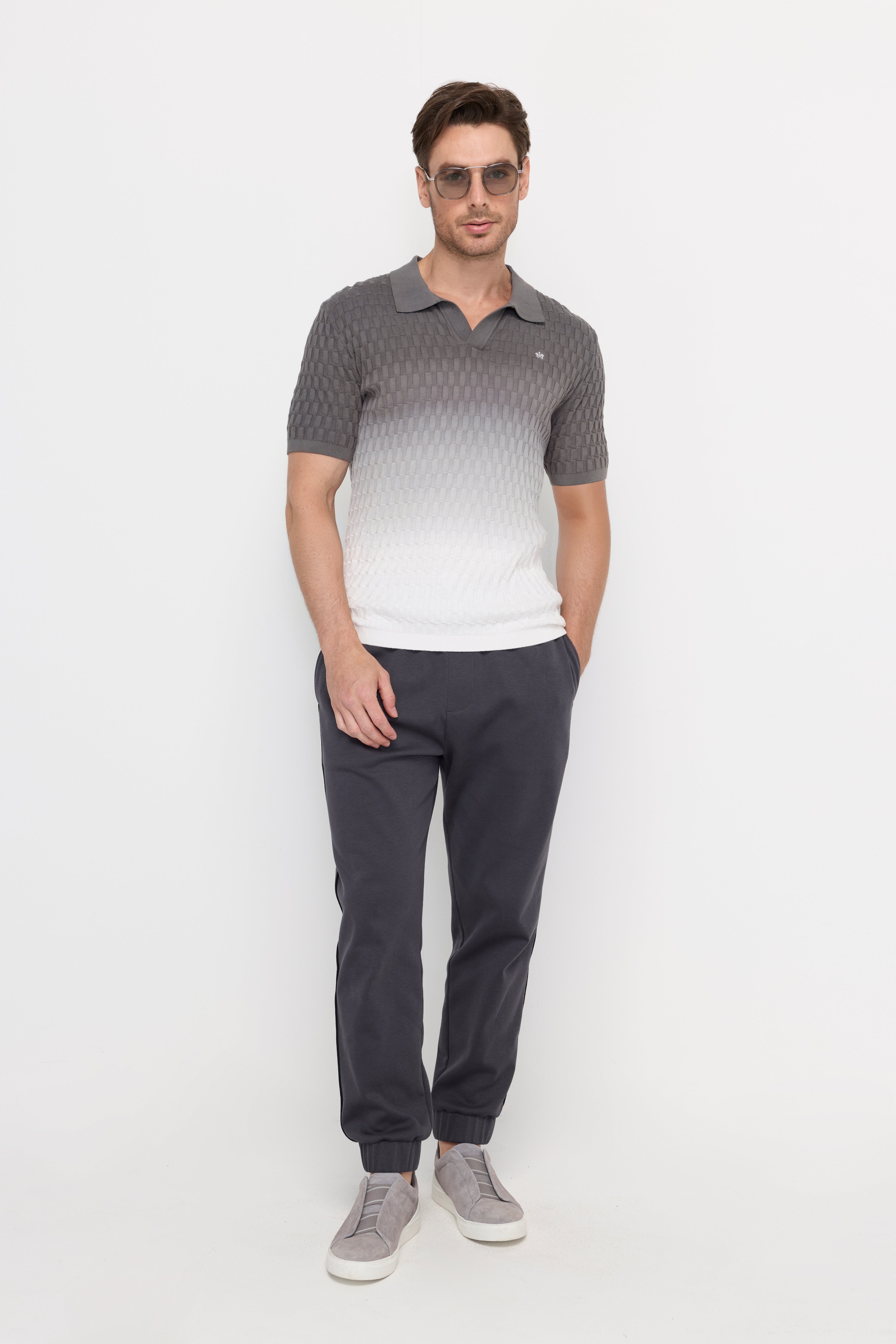 Short Sleeve Knitwear Dip Dyed Polo Black