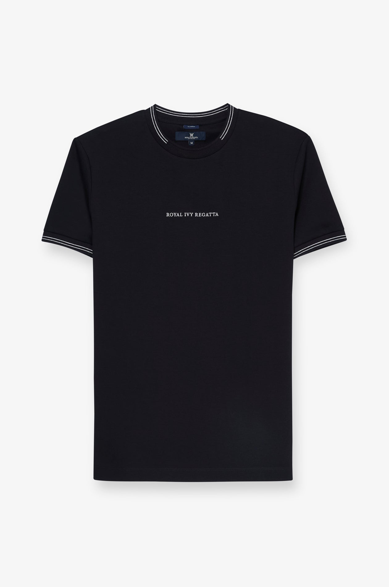 Signature Contrast Trim Crewneck Tee Black