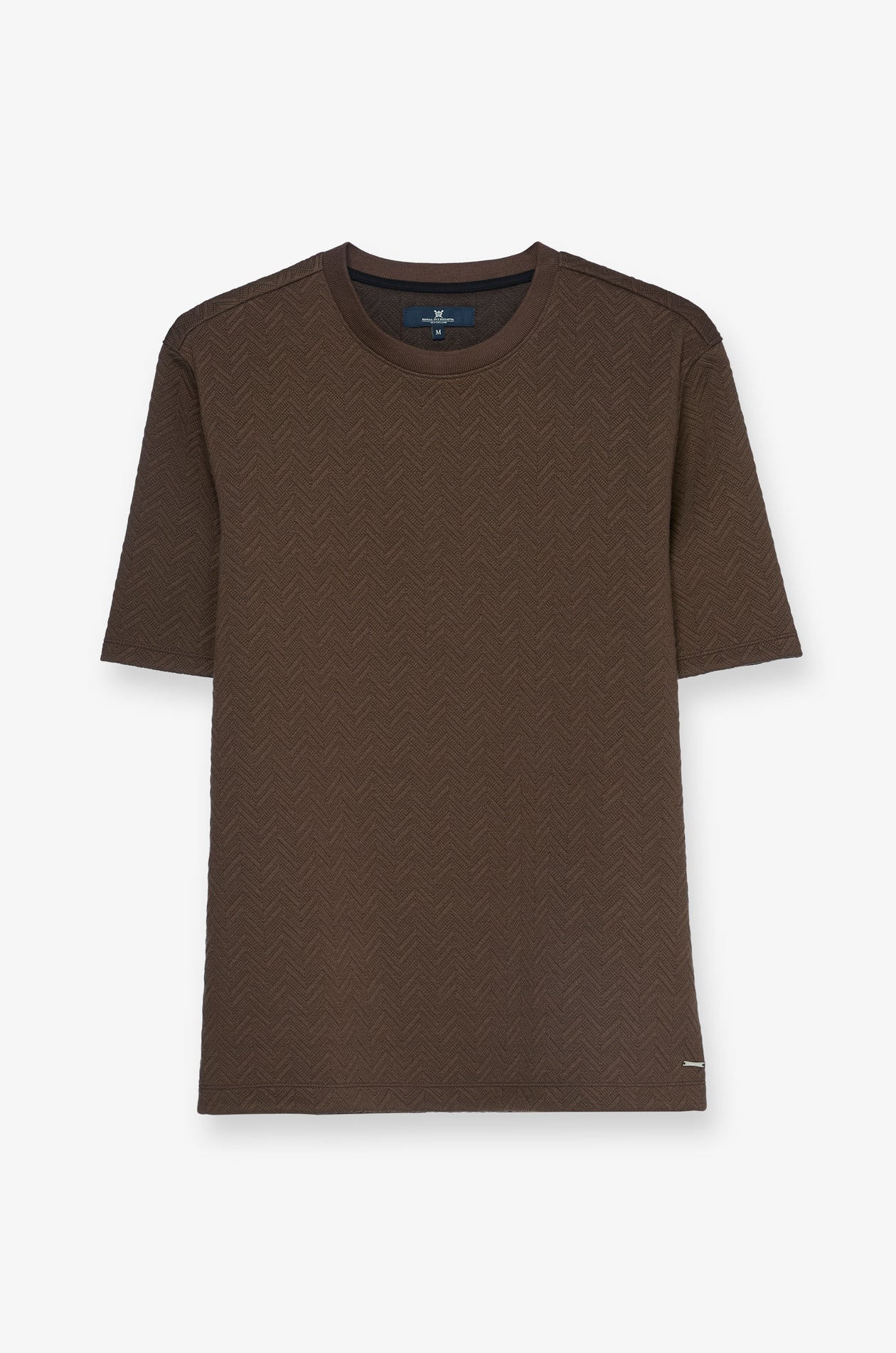 Jacquard Texture Crew Neck T-Shirt Dark Brown