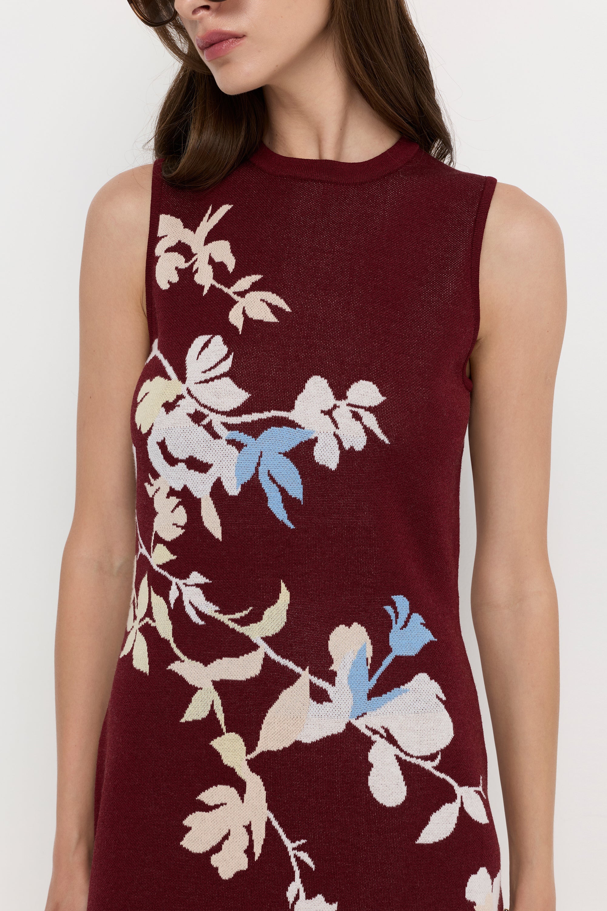 Bordeaux Jardin Knit Dress Printed Red