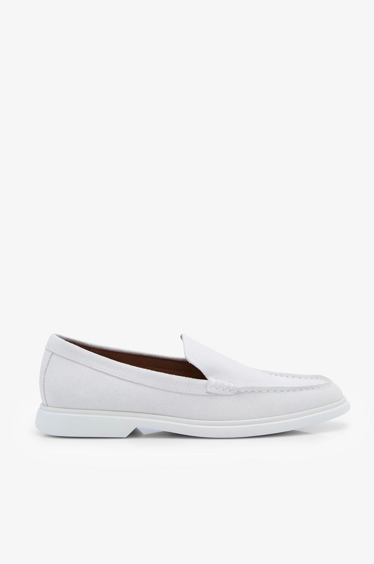 Contrasr Outsole Suede Loafers Off-White