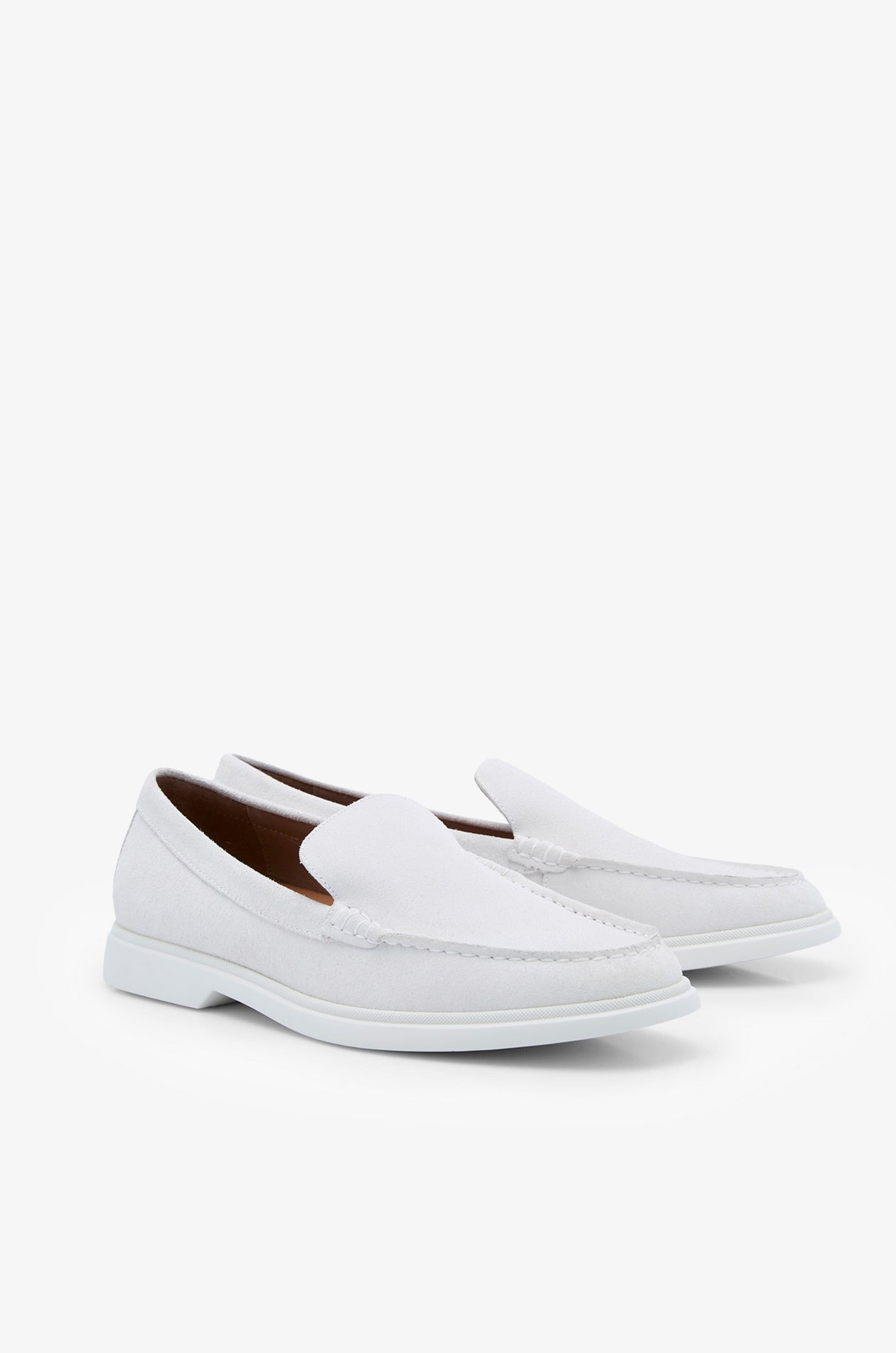 Contrasr Outsole Suede Loafers Off-White