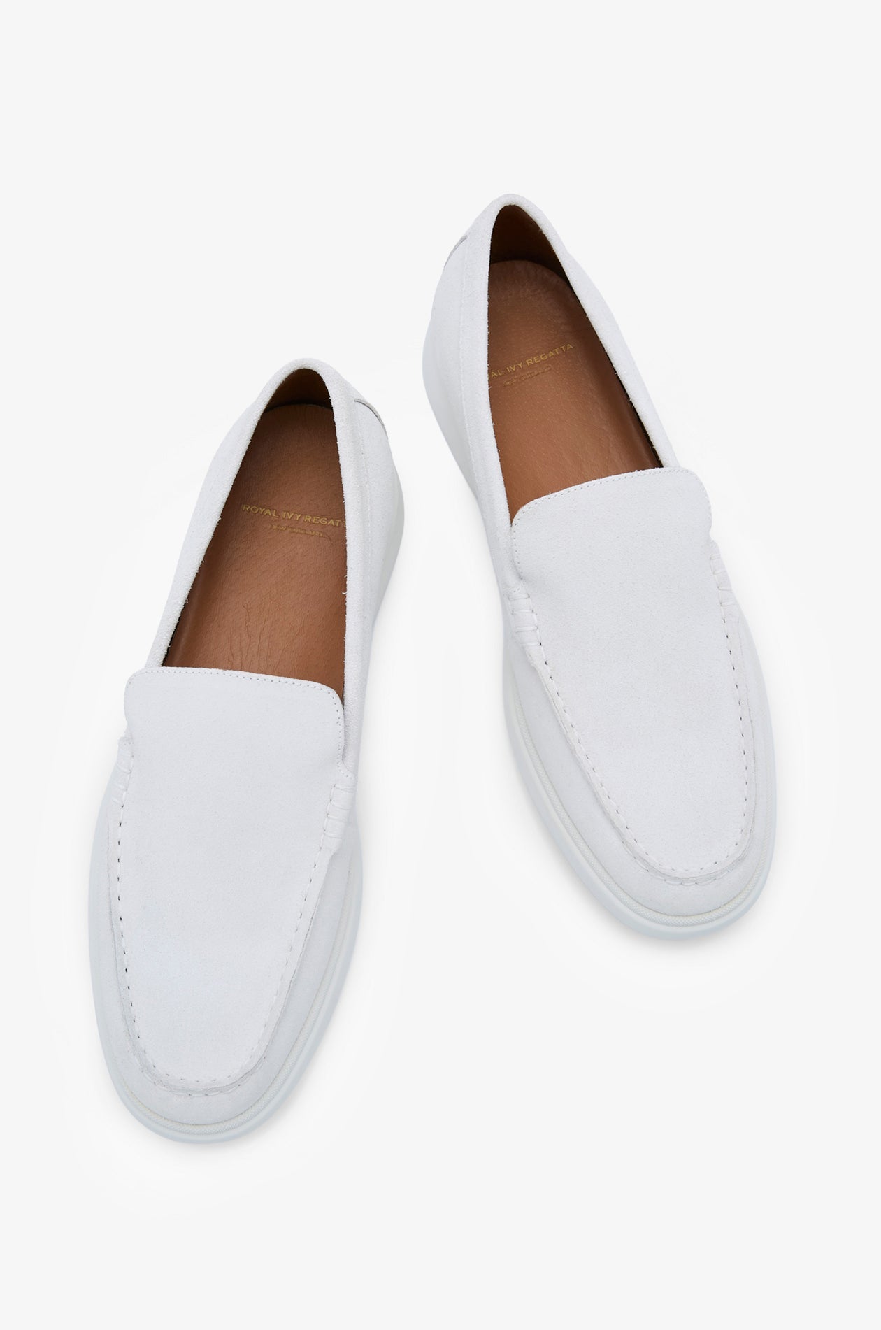 Contrasr Outsole Suede Loafers Off-White