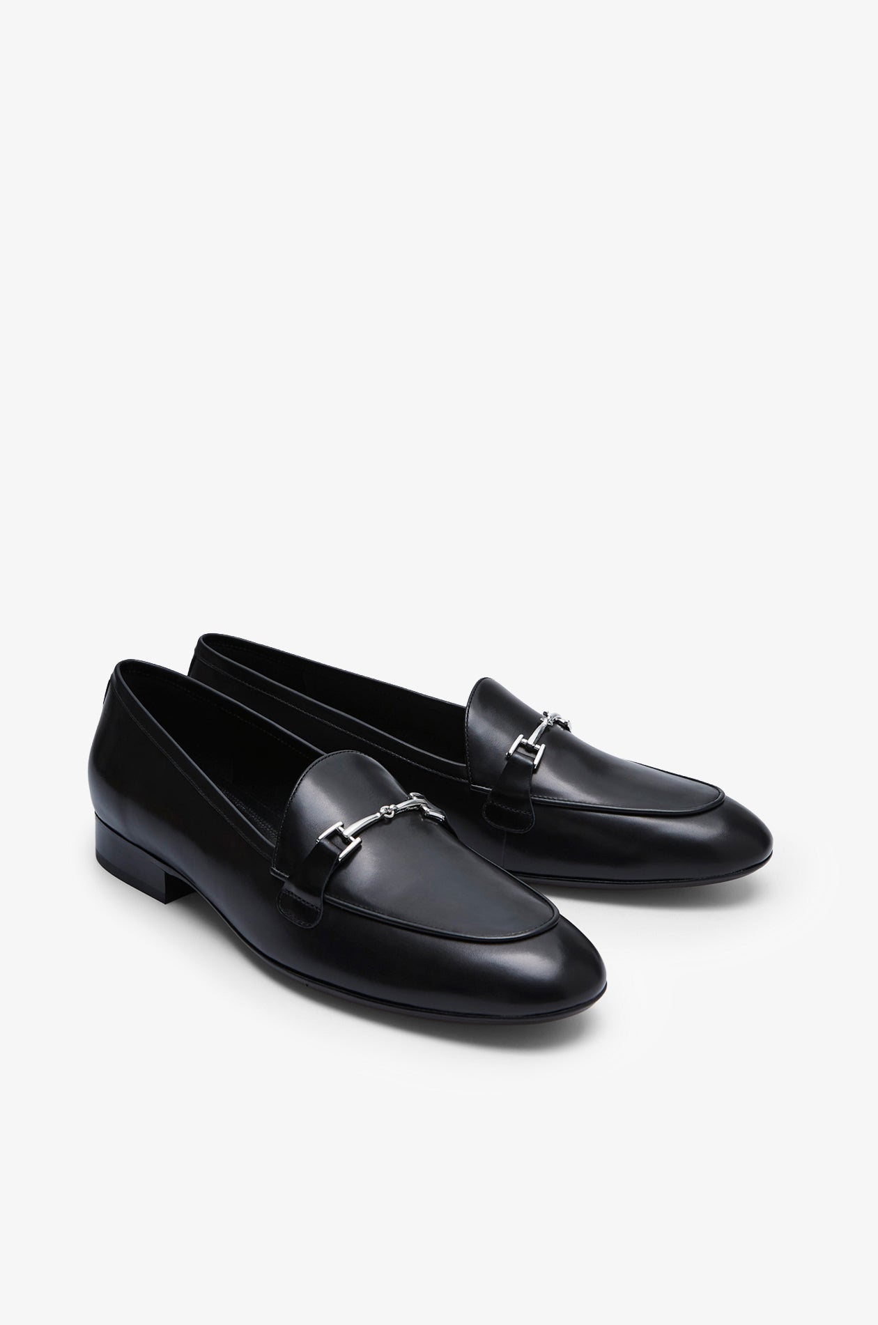 Metal-Bit Leather Loafers Black