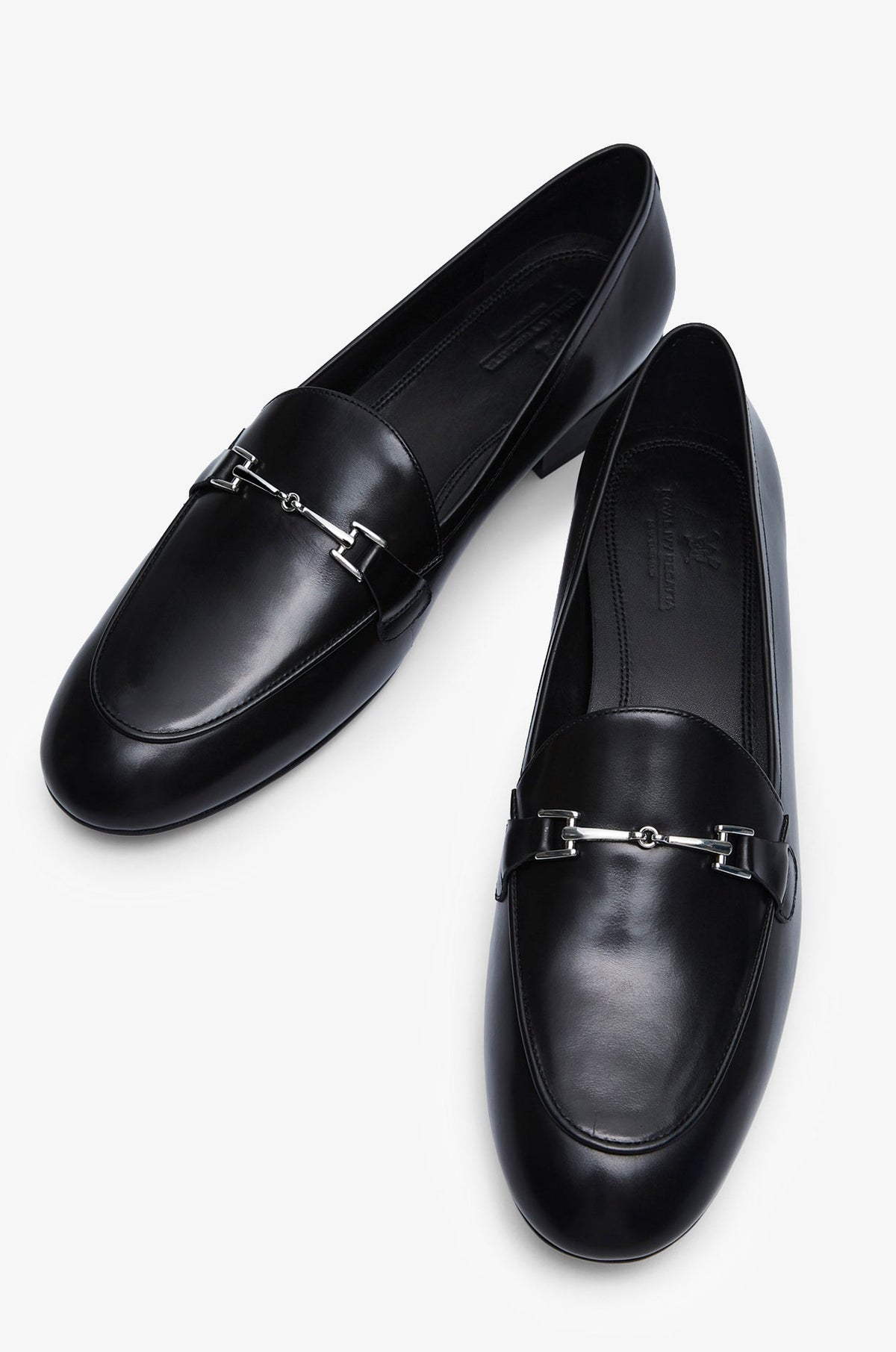 Metal-Bit Leather Loafers Black