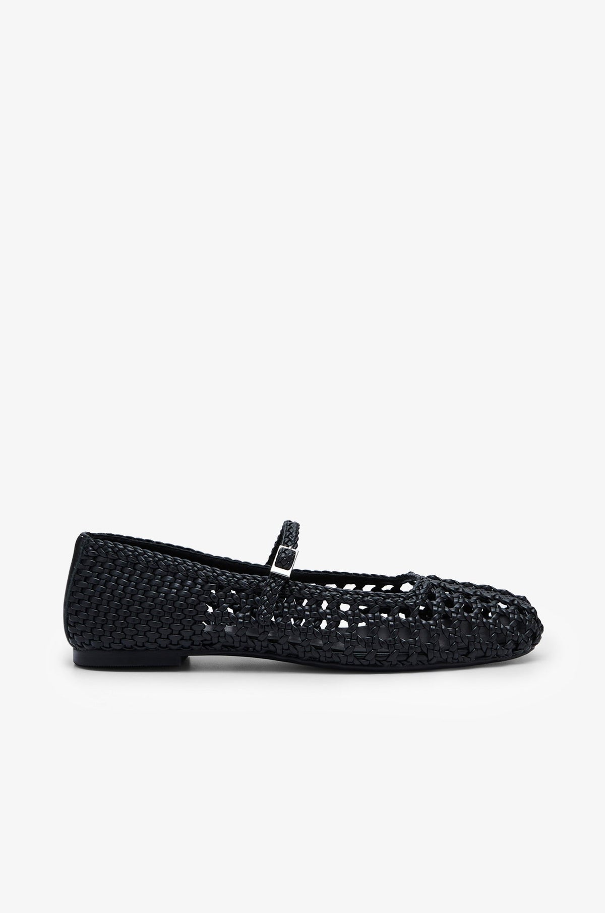 Woven Mary Jane Flats Black