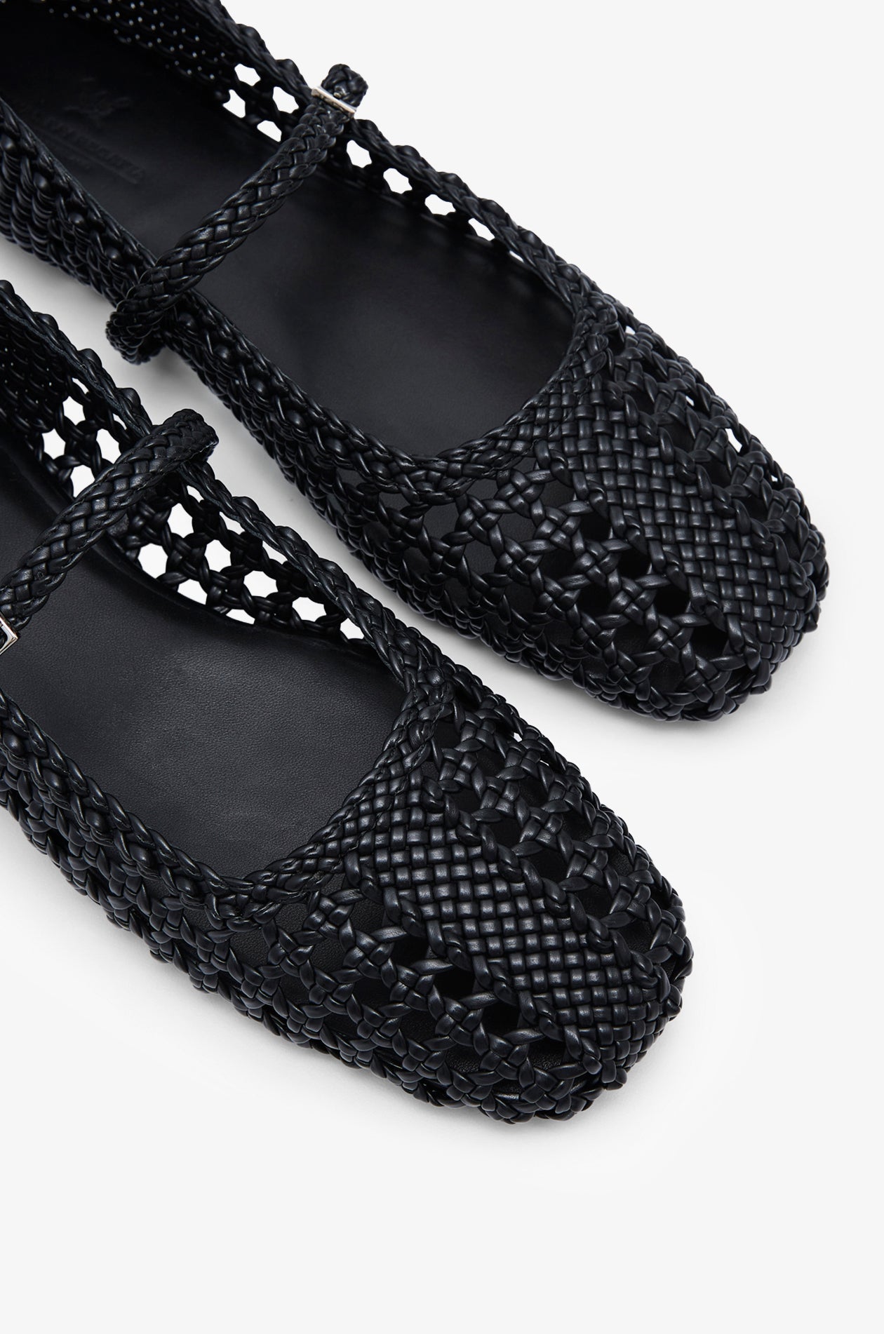 Woven Mary Jane Flats Black