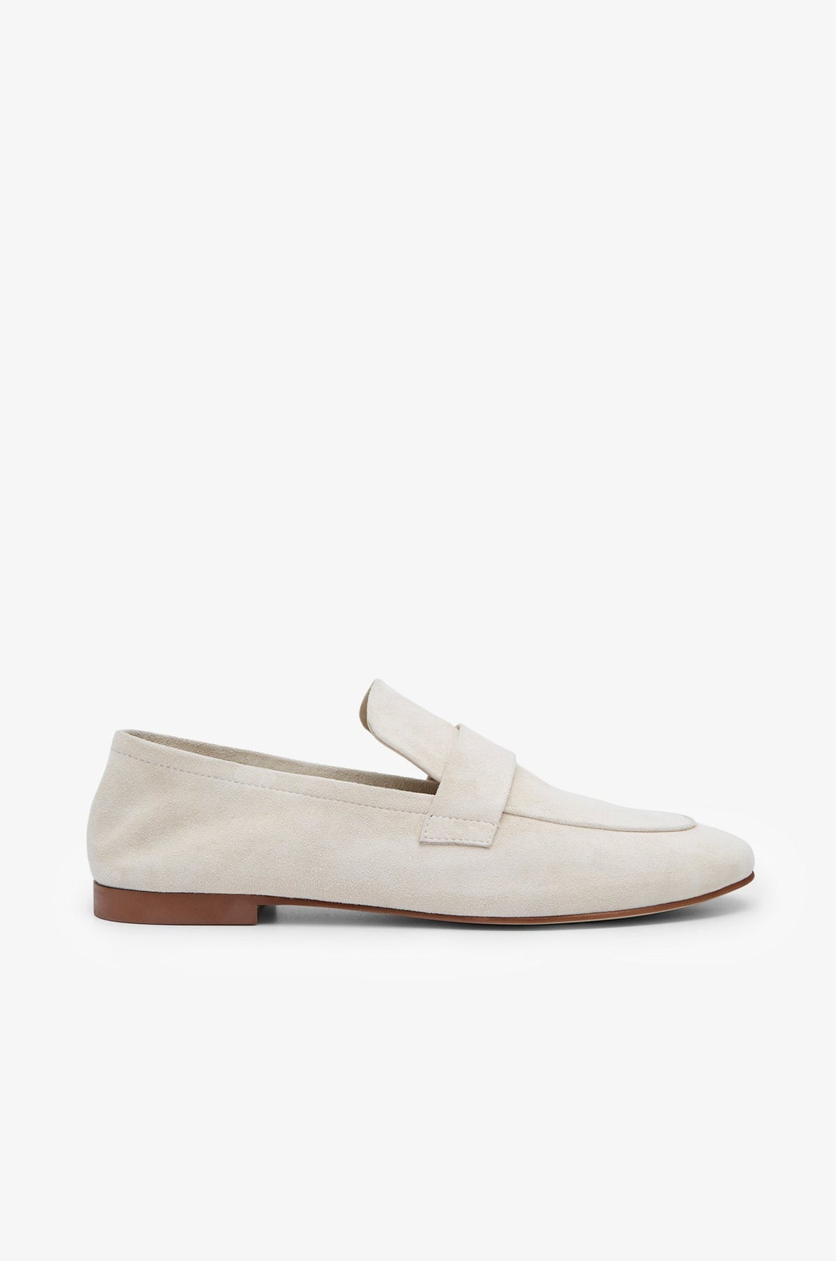 Suede Flat Loafers Beige
