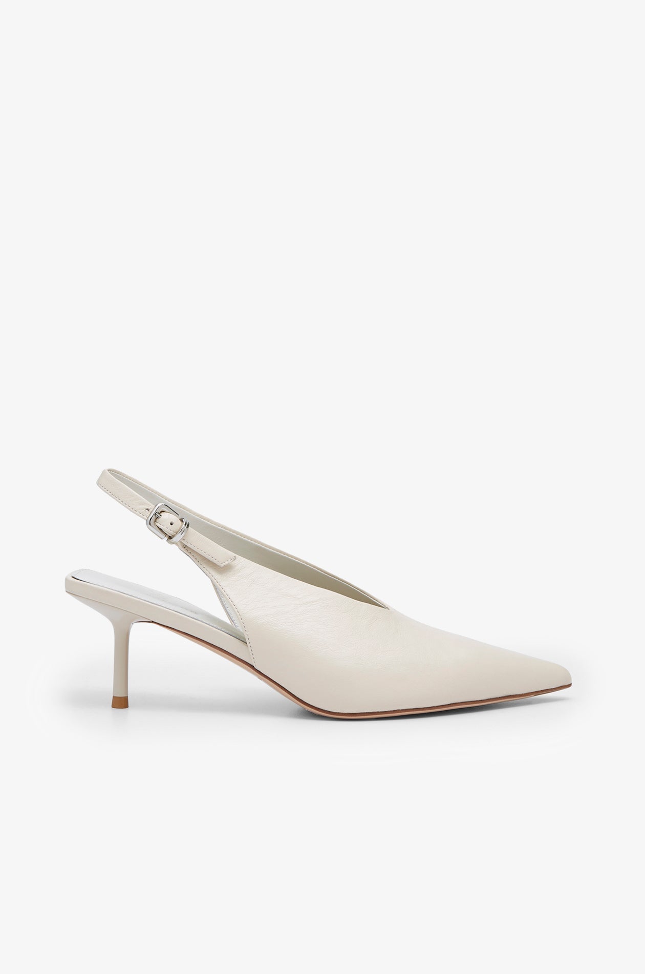 Pointed Toe Slingback Heels Off-White