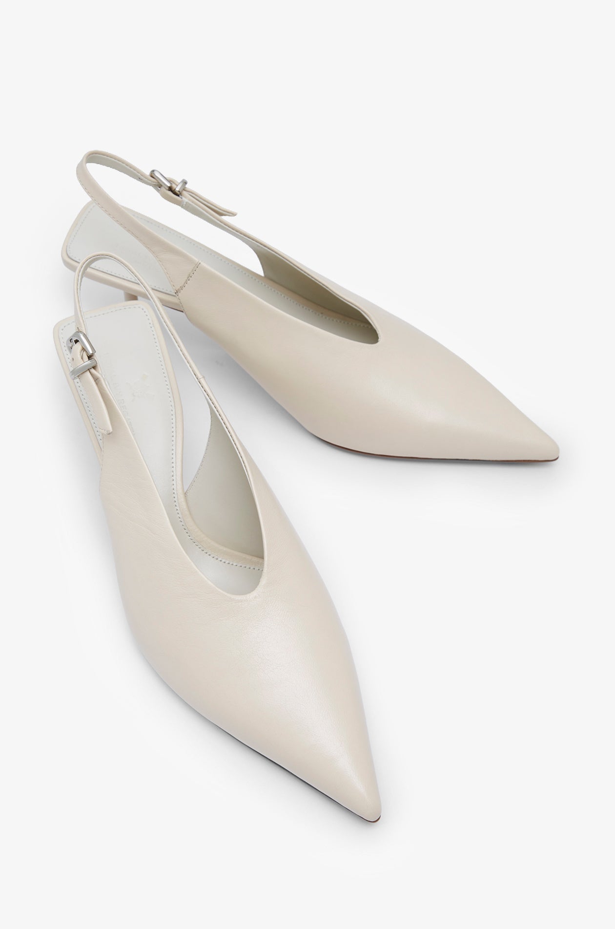 Pointed Toe Slingback Heels Off-White